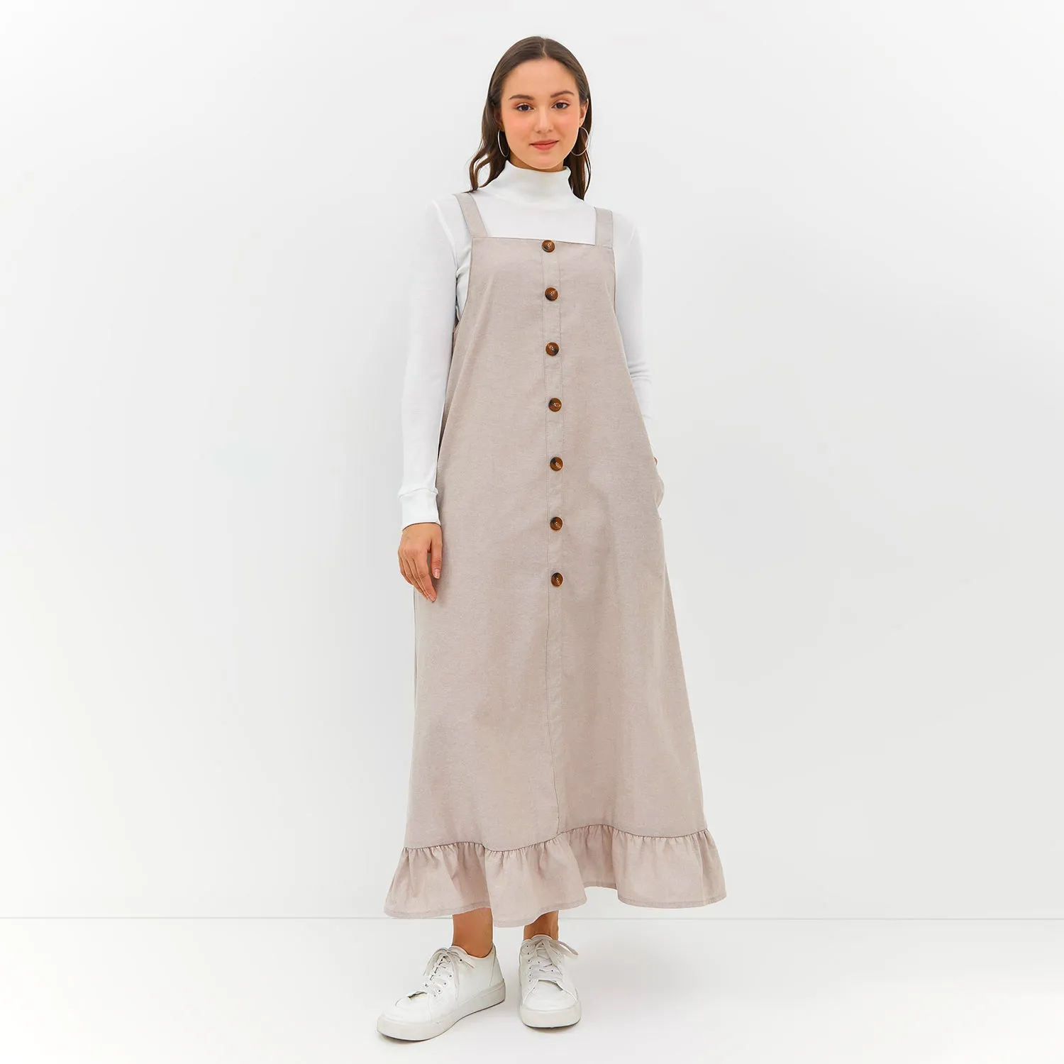 GRAPHIS Bottom Frill Button Overall Dress