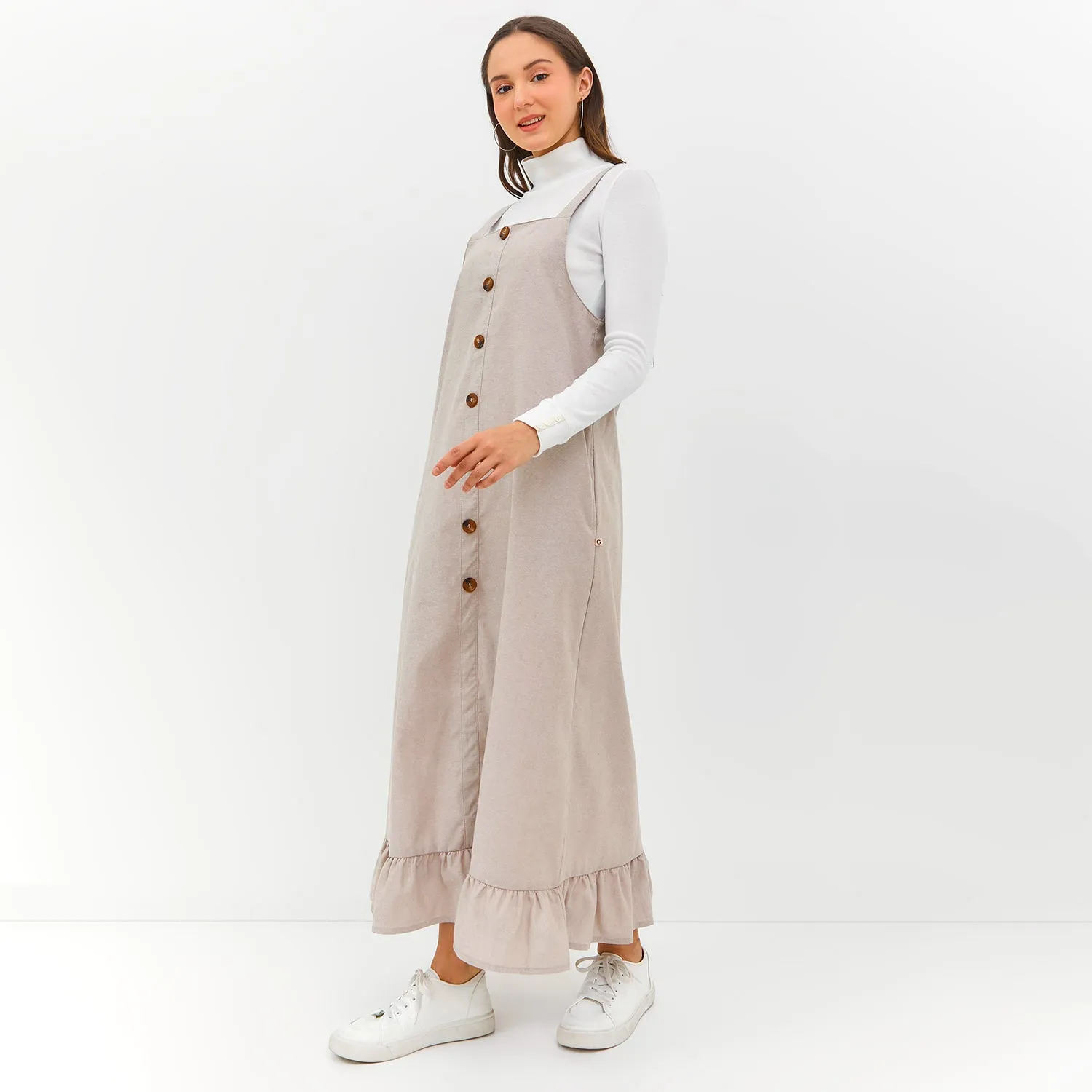 GRAPHIS Bottom Frill Button Overall Dress