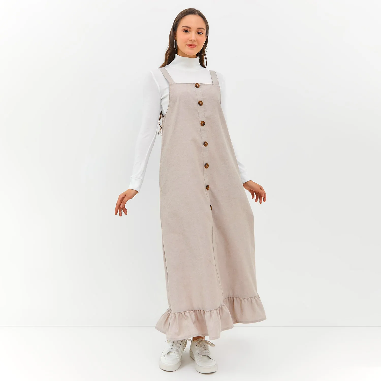 GRAPHIS Bottom Frill Button Overall Dress