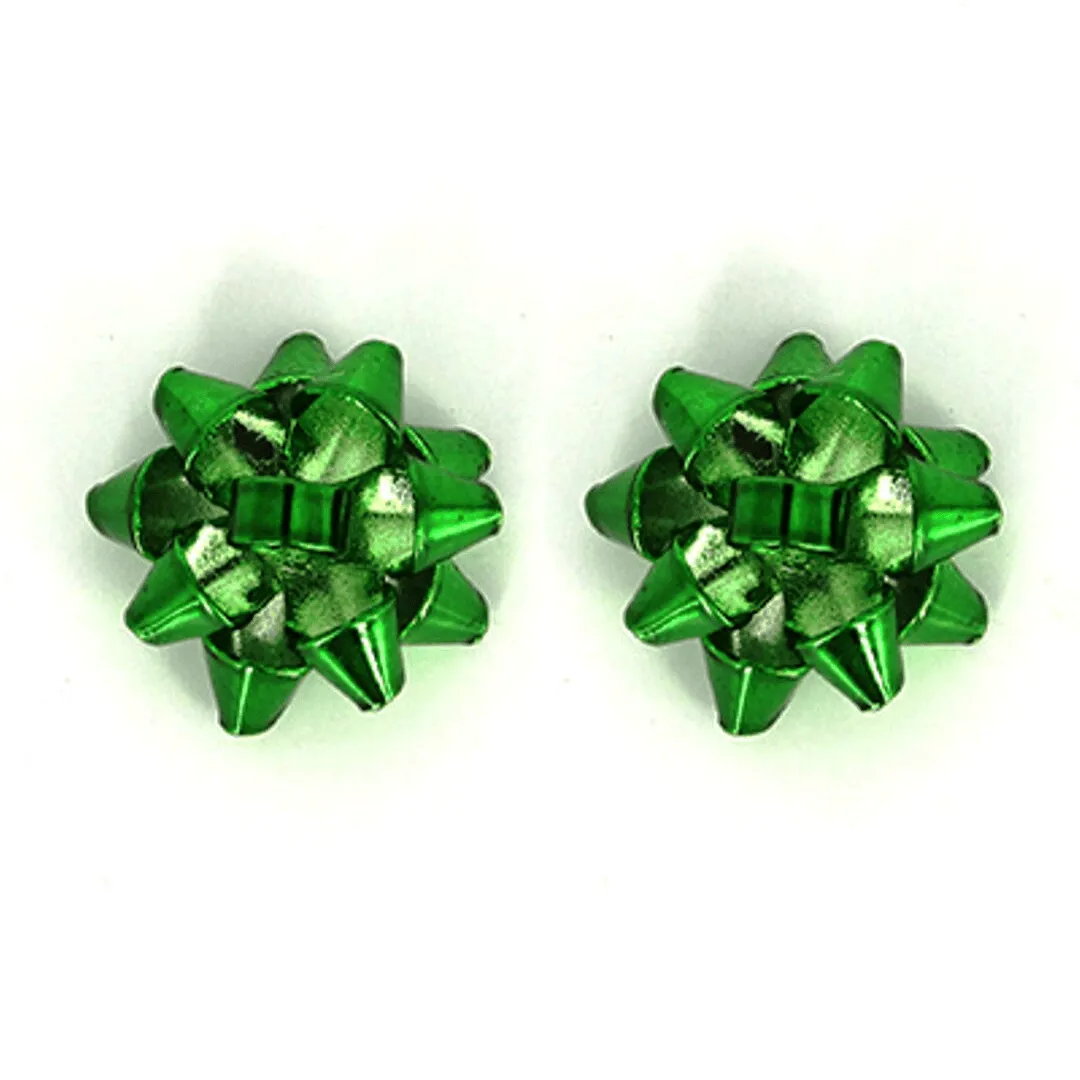 Green Bow Stud Christmas Earrings