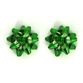 Green Bow Stud Christmas Earrings