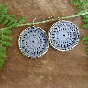 Grey Crochet Hoop Earrings