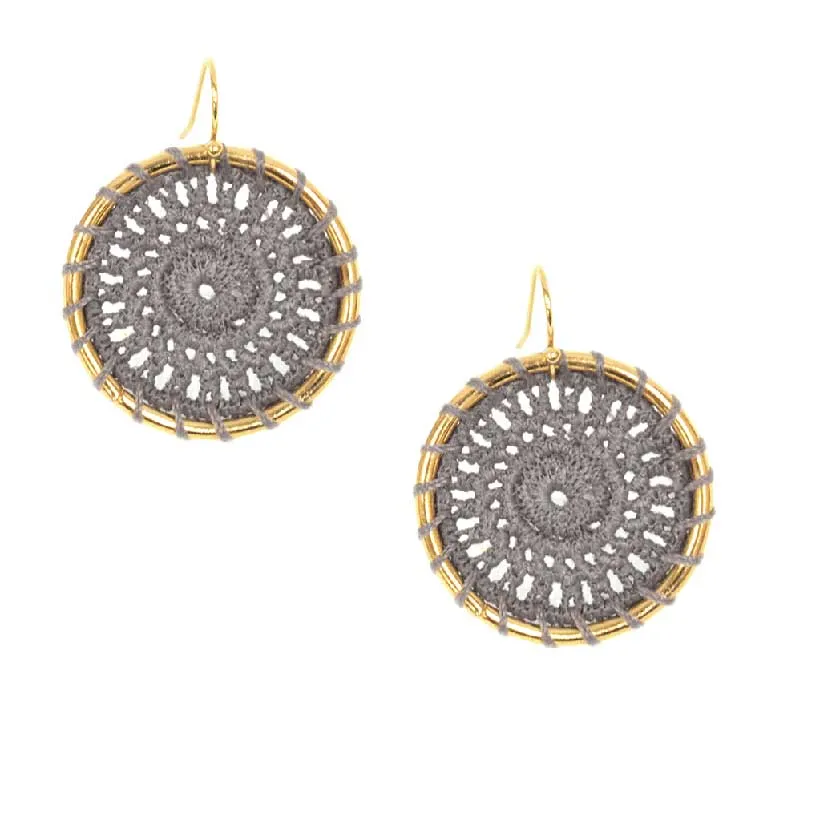 Grey Crochet Hoop Earrings