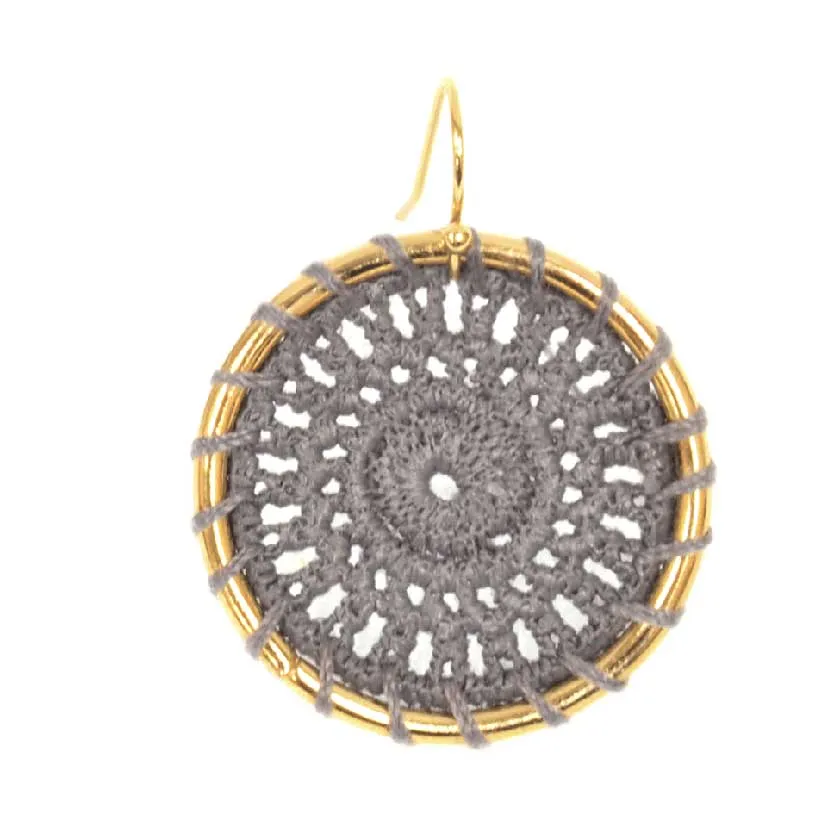 Grey Crochet Hoop Earrings