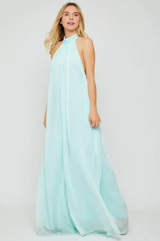 HALTER CHIFFON JUMPSUIT WITH POCKETS
