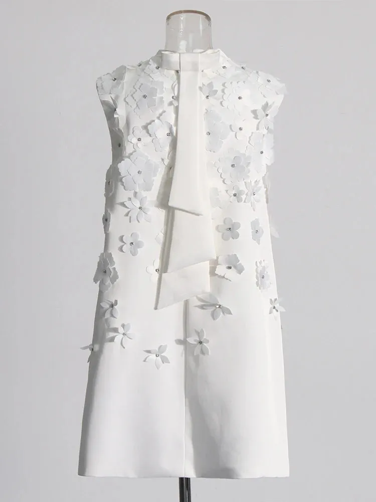 Helena Chic Flower Appliques Mini Dress
