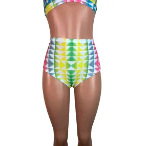 High Waist Hot Pants - Neon Tetris