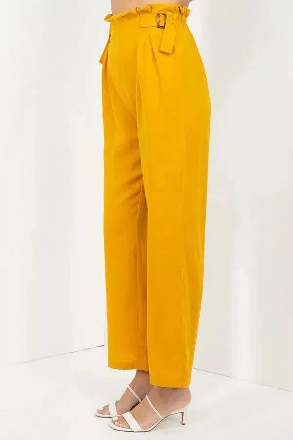 High Waist Paperbag Wide Pants