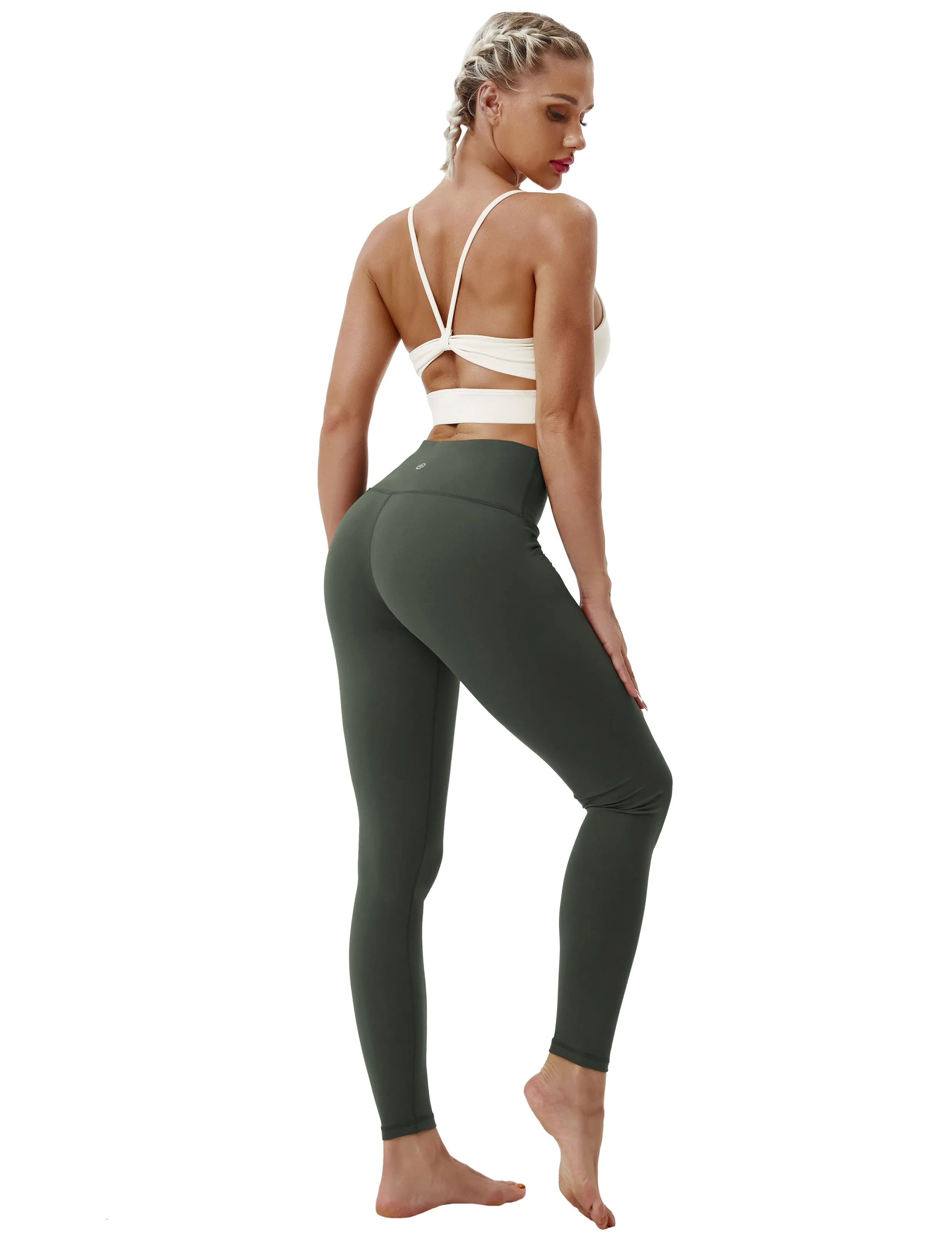High Waist Plus Size Pants olivegray_Plus Size