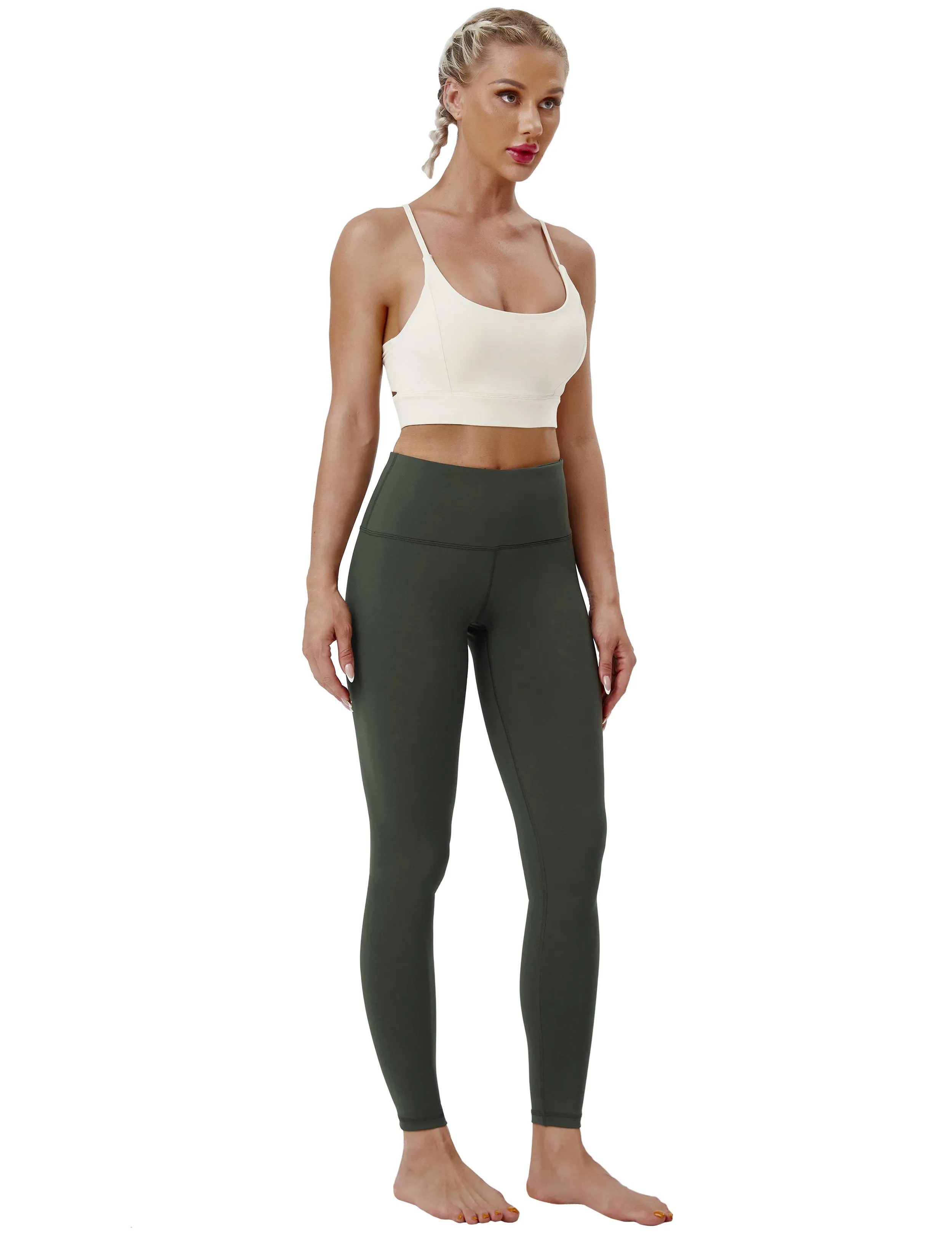 High Waist Plus Size Pants olivegray_Plus Size