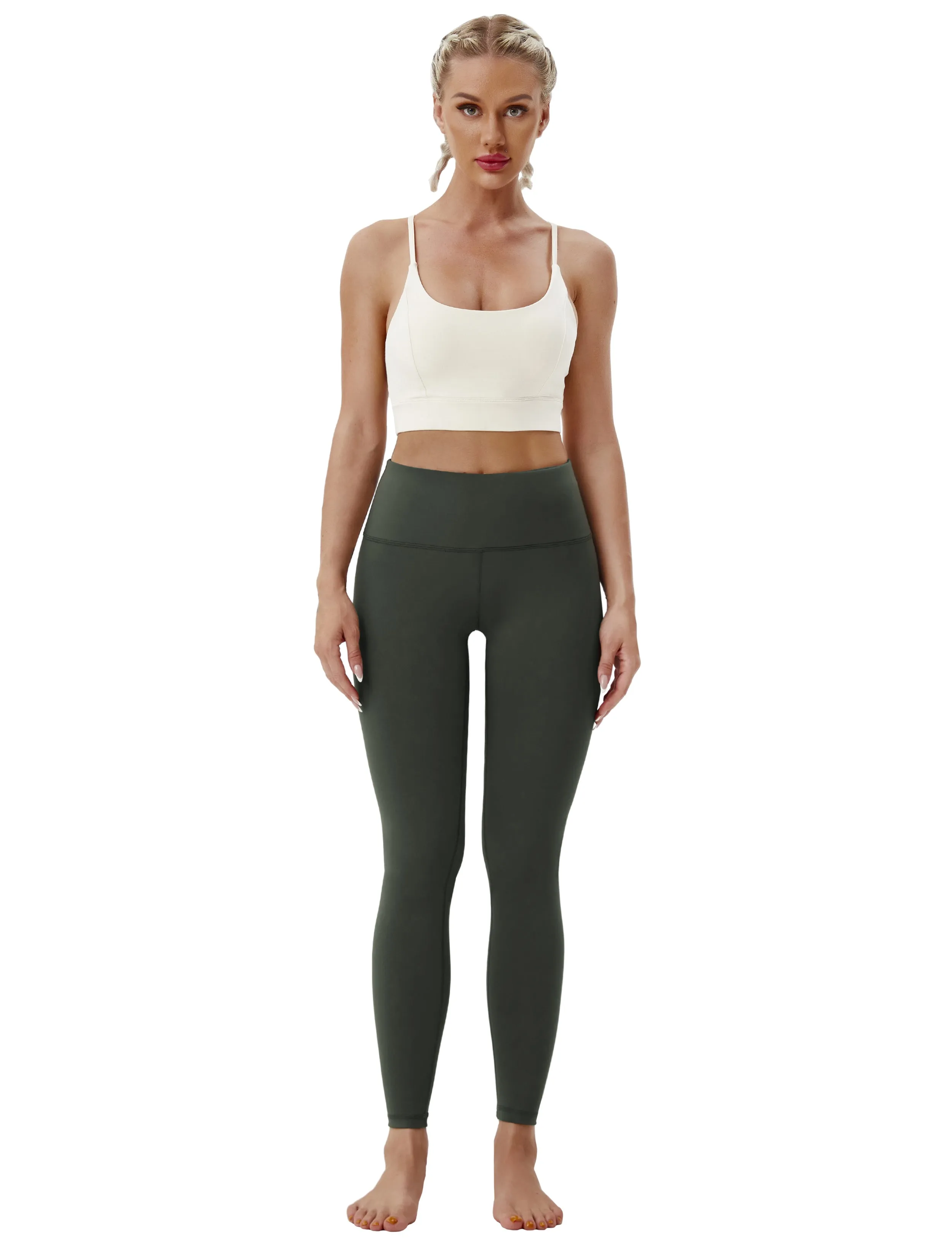 High Waist Plus Size Pants olivegray_Plus Size