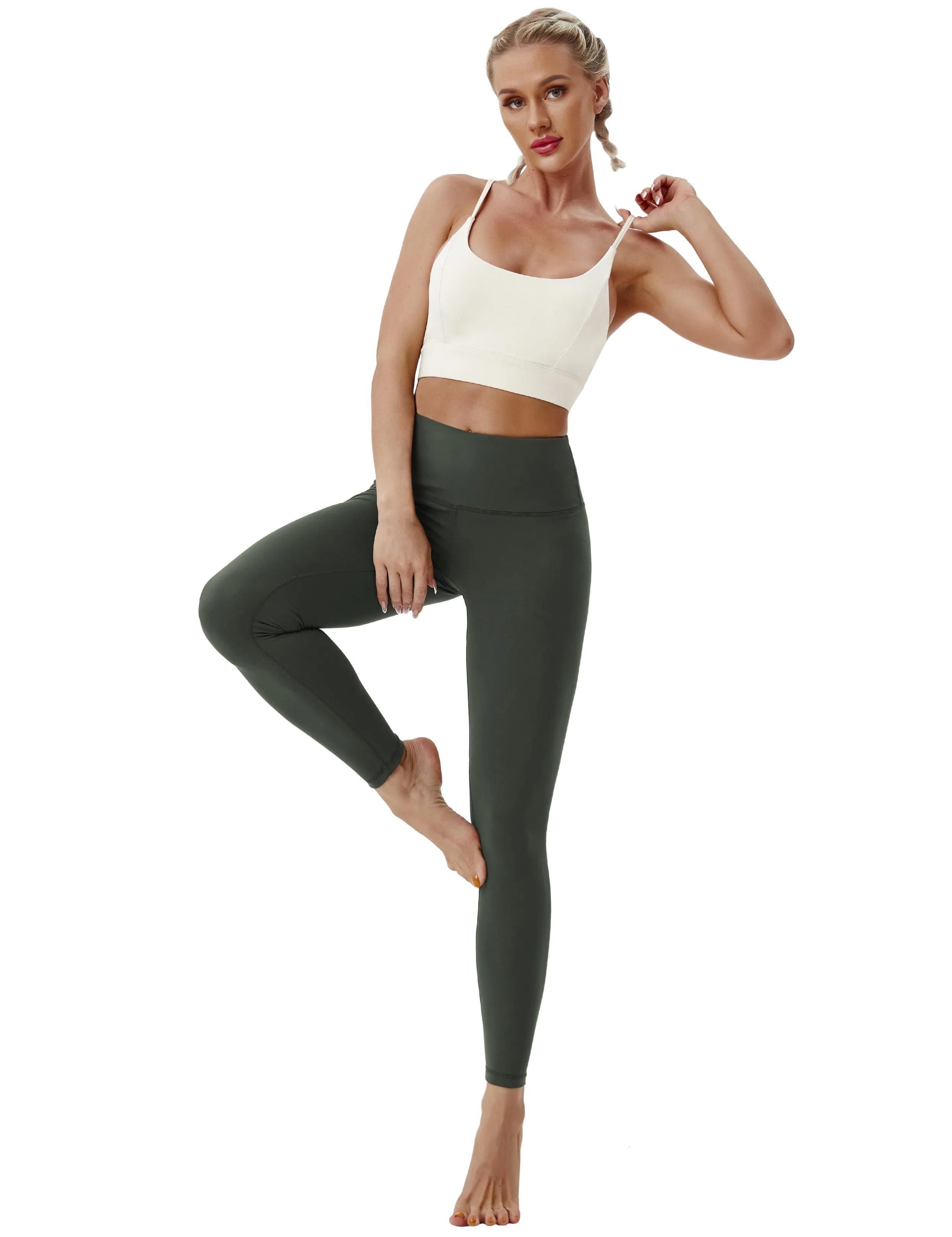 High Waist Plus Size Pants olivegray_Plus Size