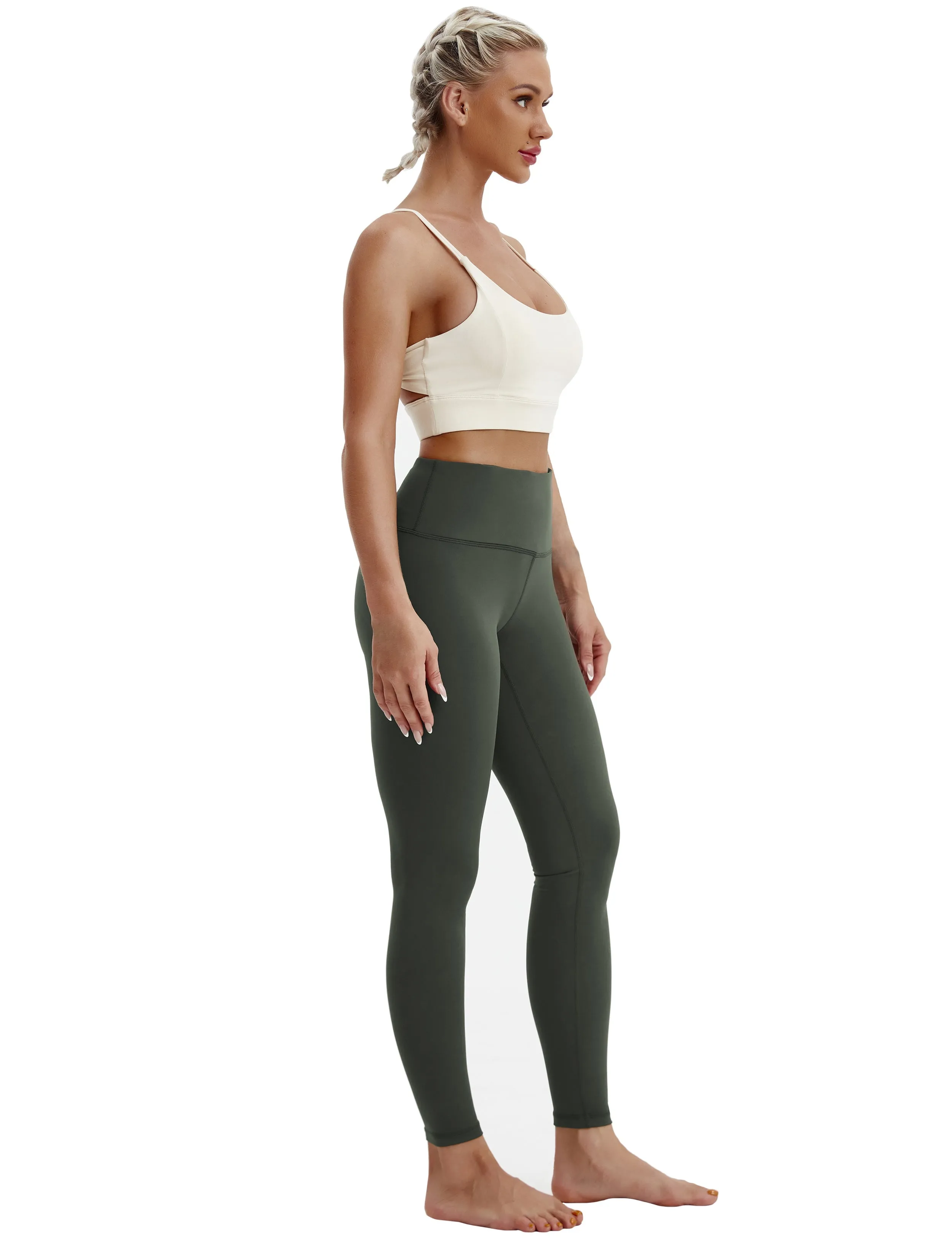 High Waist Plus Size Pants olivegray_Plus Size