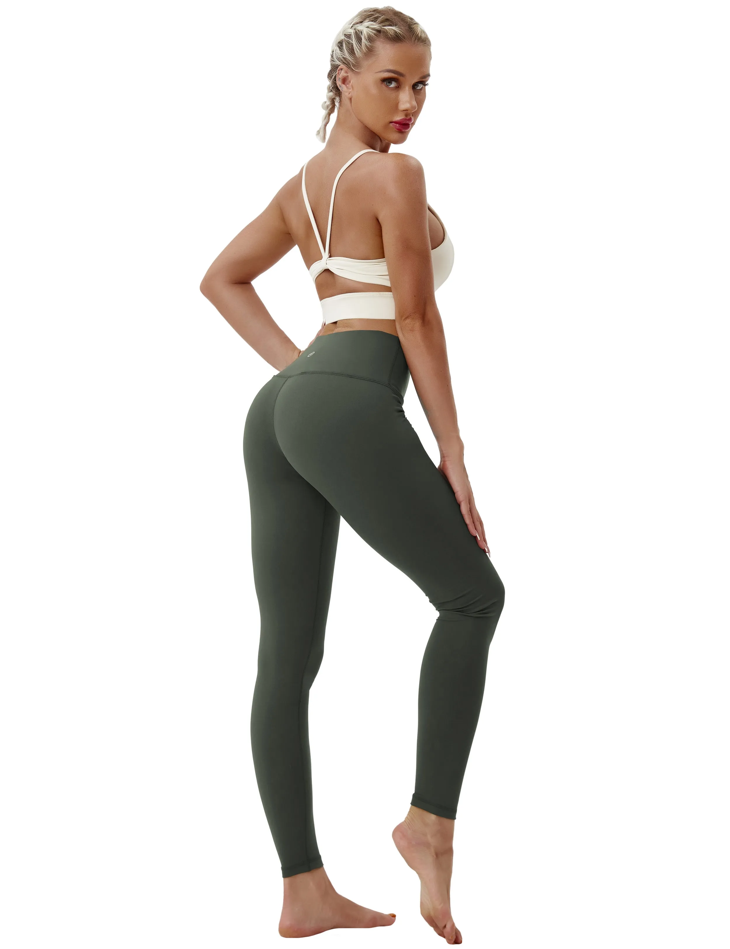 High Waist Plus Size Pants olivegray_Plus Size