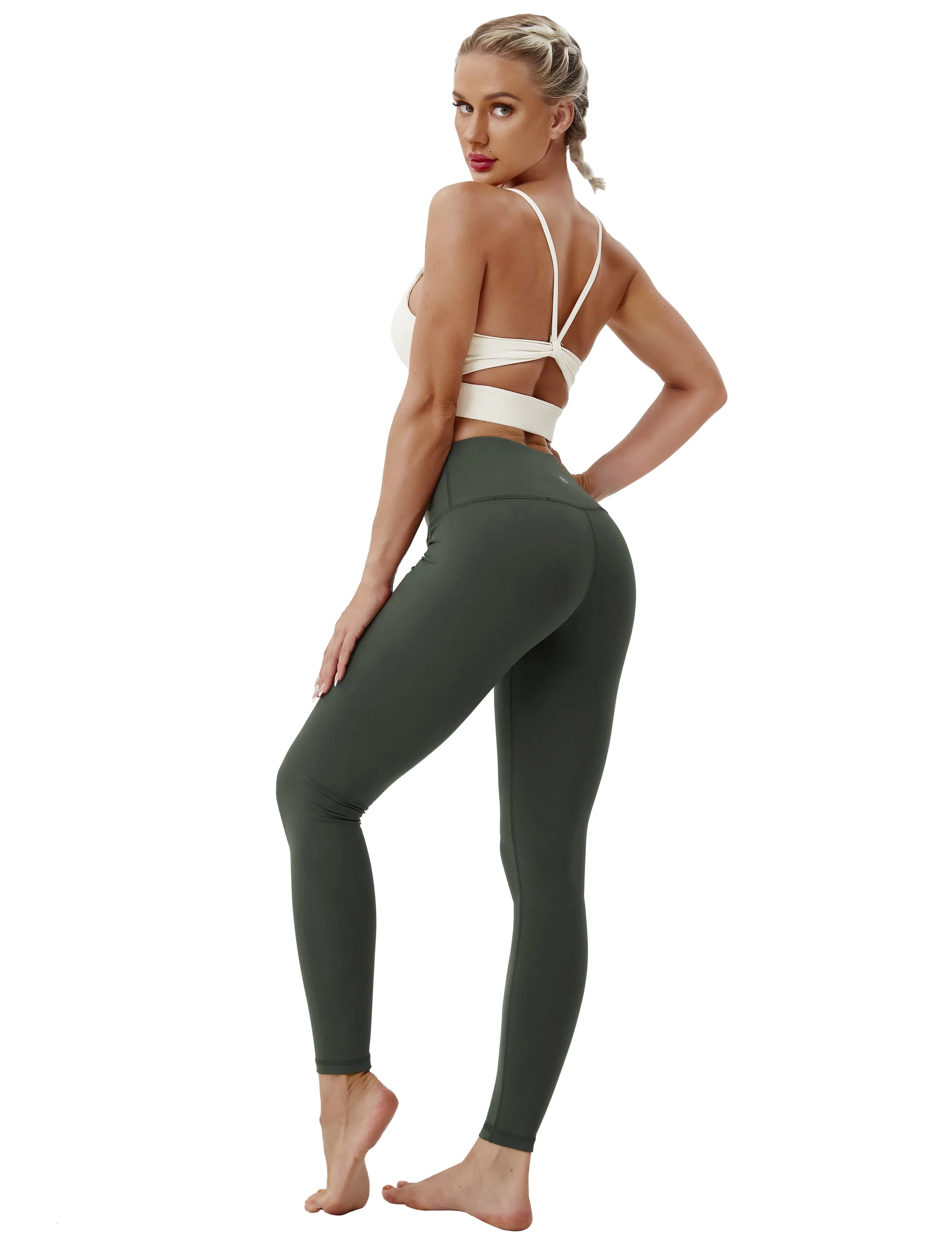 High Waist Plus Size Pants olivegray_Plus Size