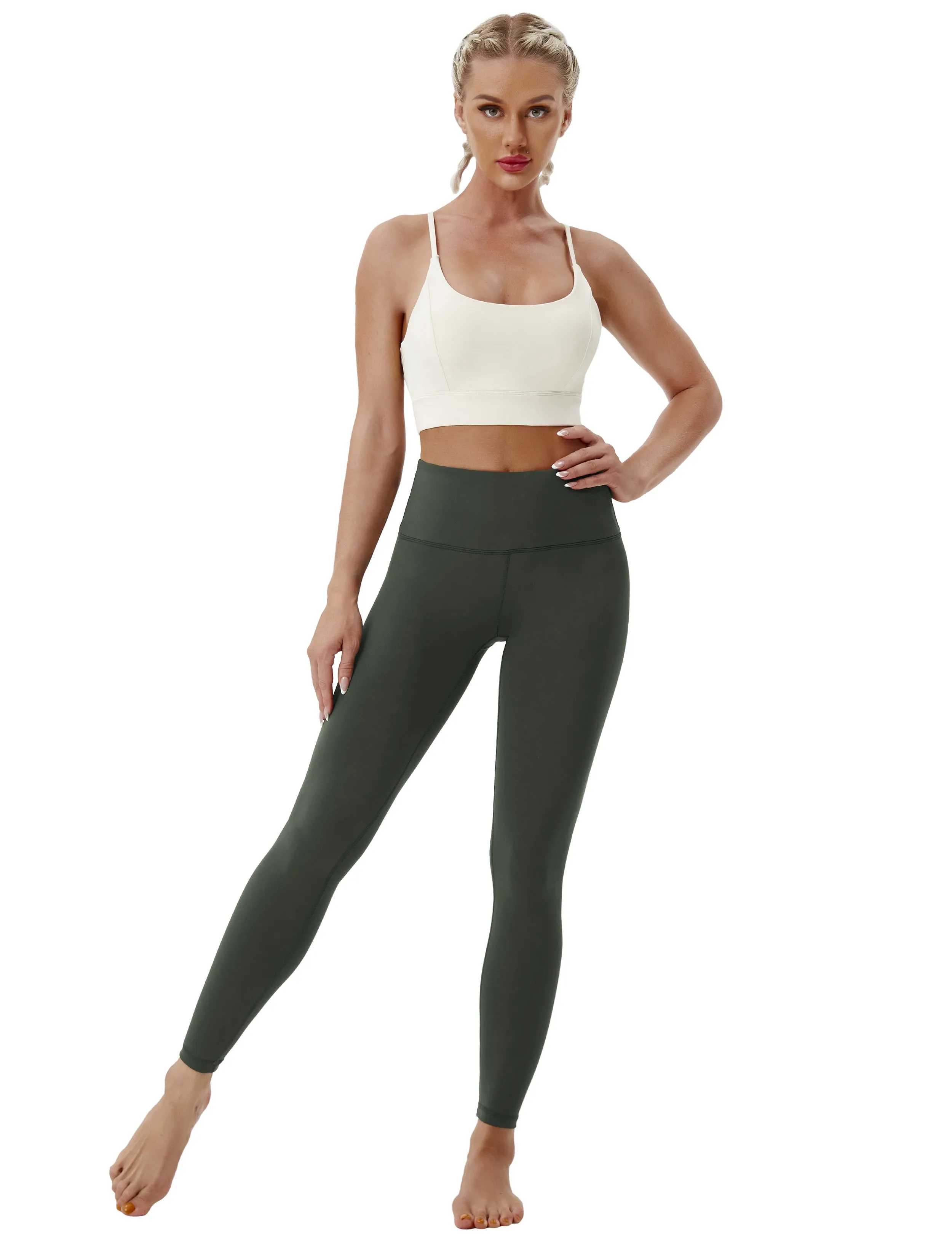 High Waist Plus Size Pants olivegray_Plus Size