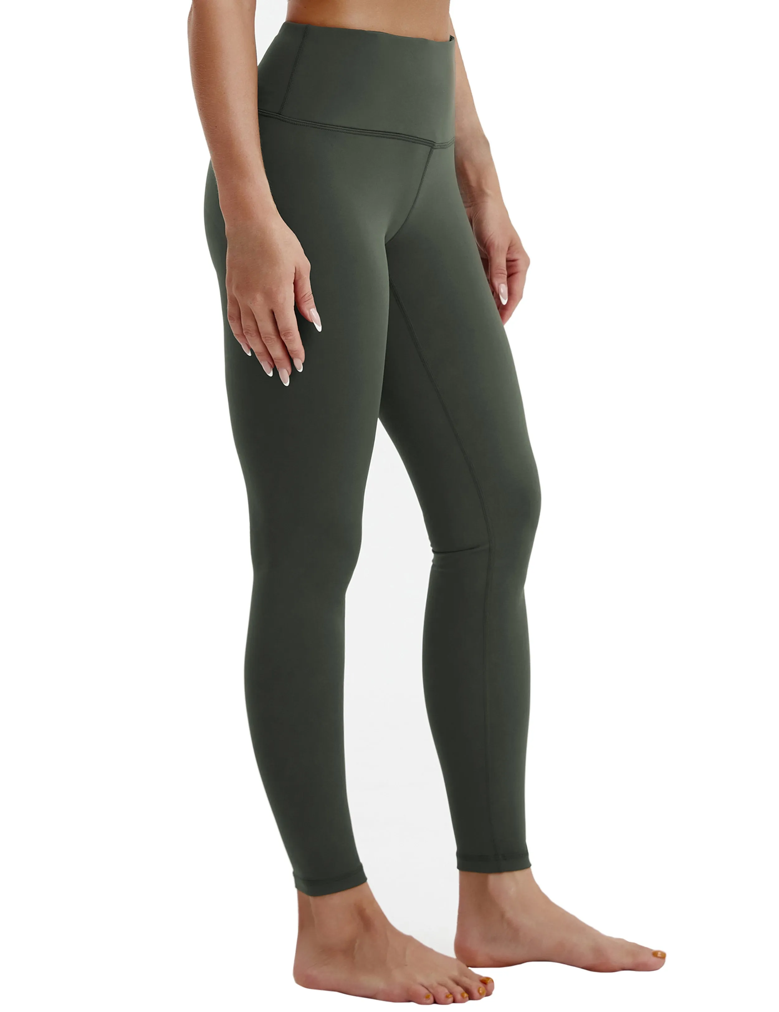 High Waist Plus Size Pants olivegray_Plus Size