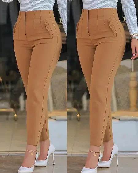 High Waist Work Pants in Cropped Length