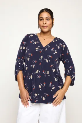 Hollie Plus Size Roll-tab Sleeve Knit Blouse