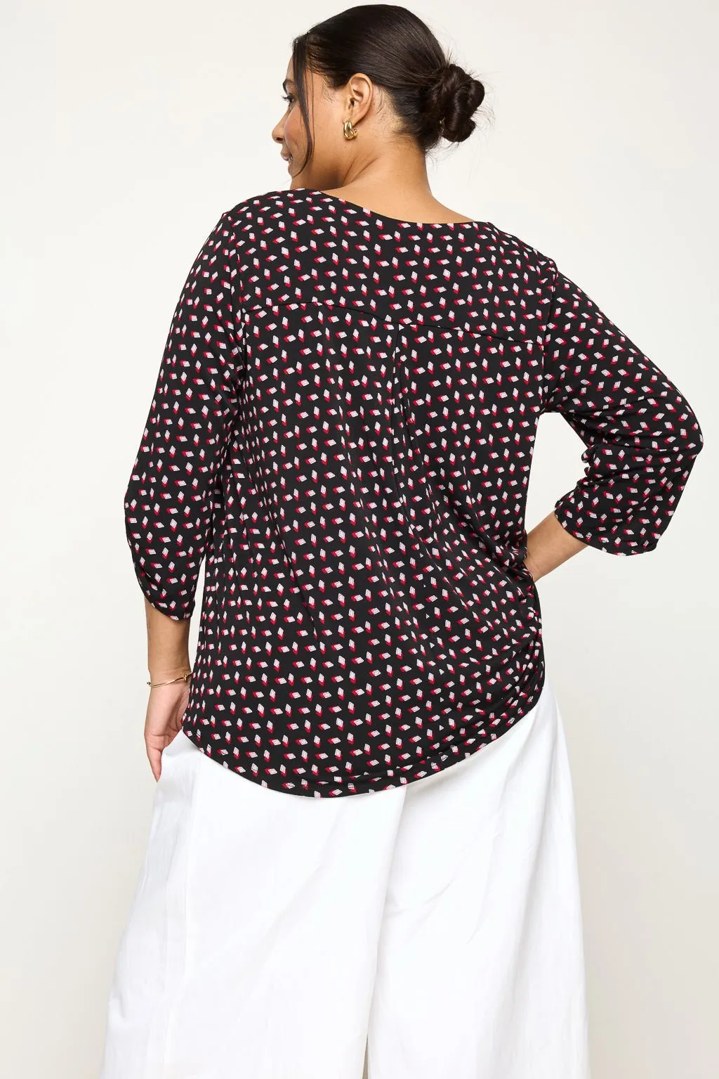 Hollie Plus Size Roll-tab Sleeve Knit Blouse