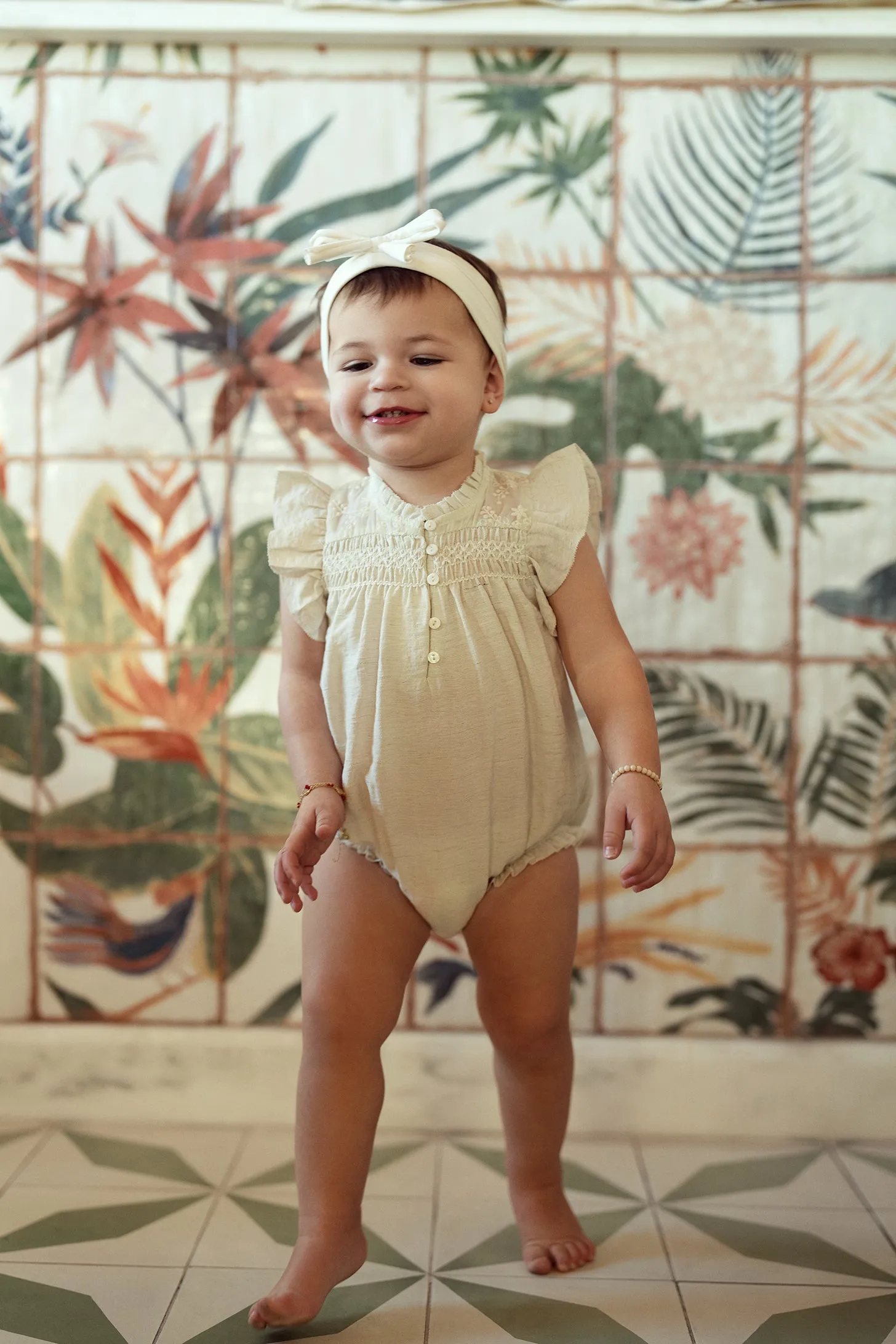 Hopscotch Shoulder Ruffle Overall