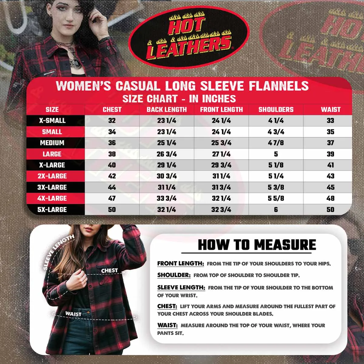Hot Leathers FLL3007 Ladies Long Live The King Long Sleeve Flannel