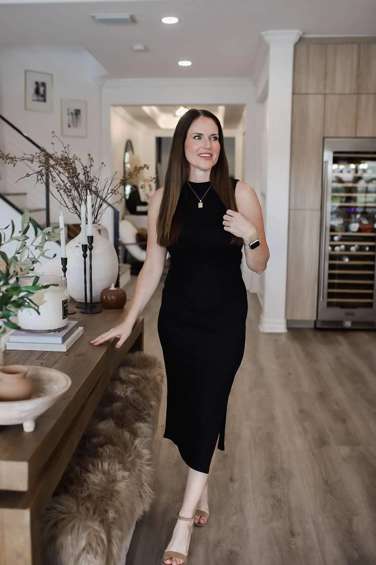 Intrigued Mock Neck Midi Slip Dress - Black