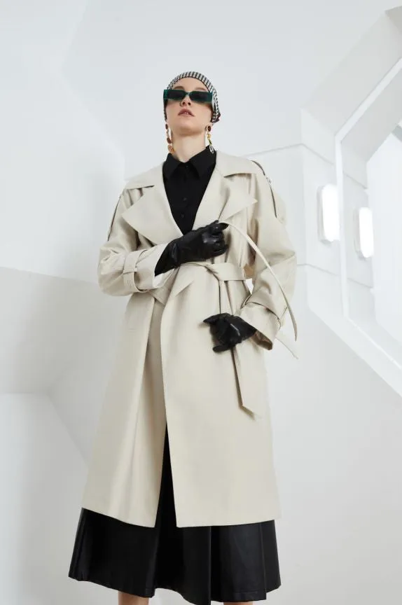 Ivyshape | Beige Trench Coat