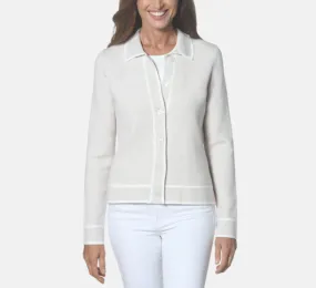 J'Envie - Button Knit Jacket in Wheat and White