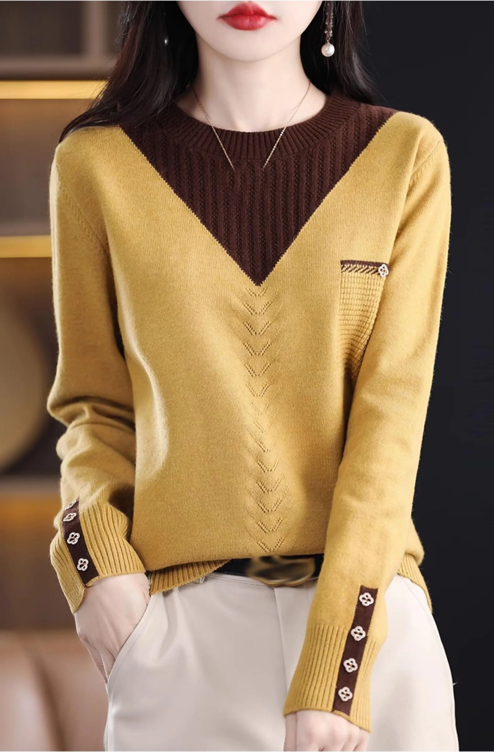 Knit Layered Loose Fall Pullover Tops