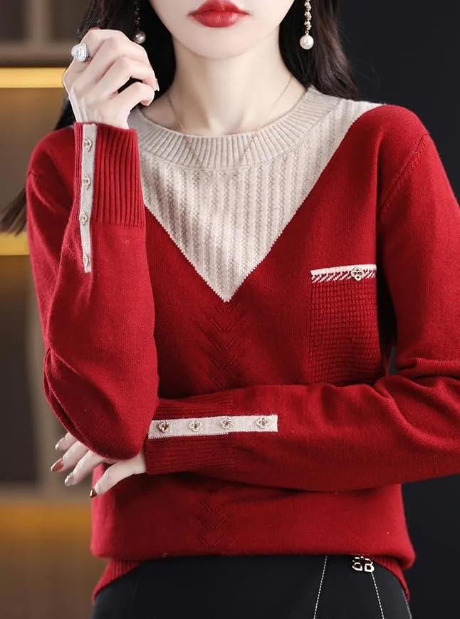 Knit Layered Loose Fall Pullover Tops