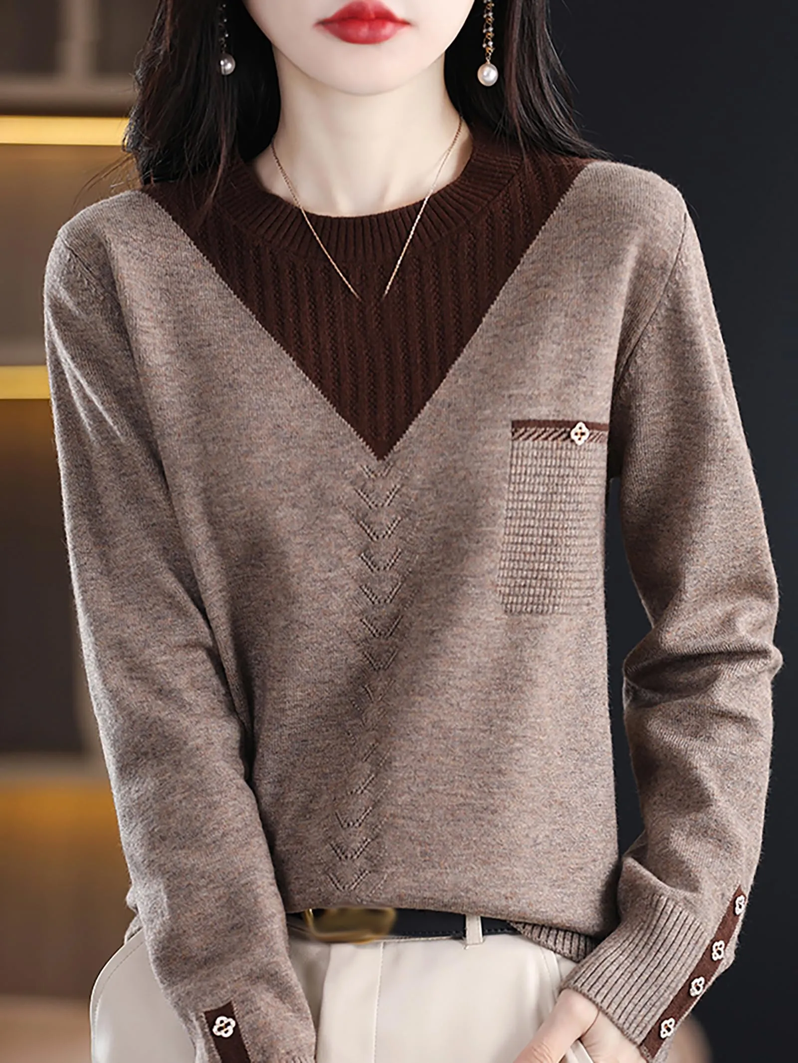 Knit Layered Loose Fall Pullover Tops