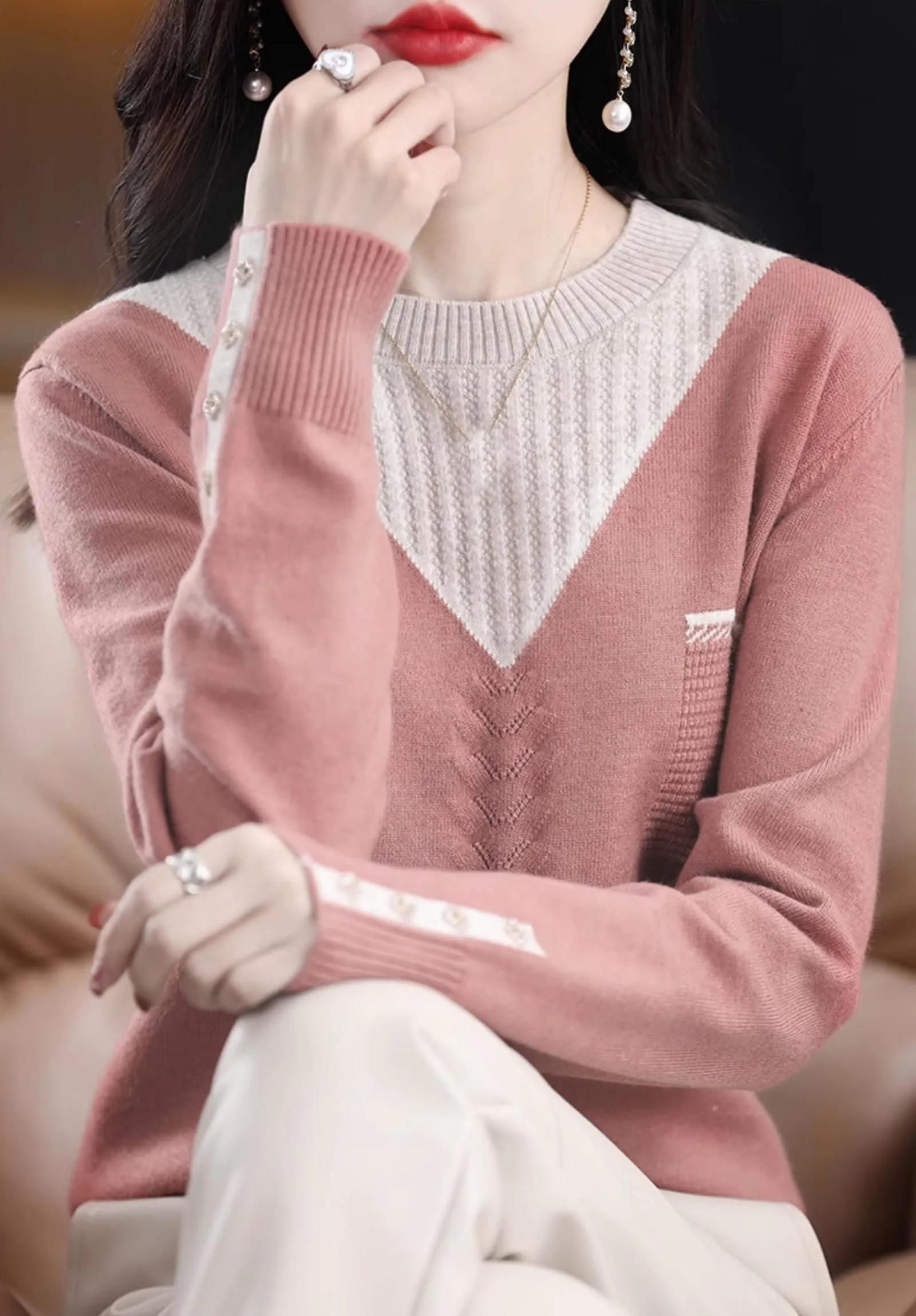 Knit Layered Loose Fall Pullover Tops