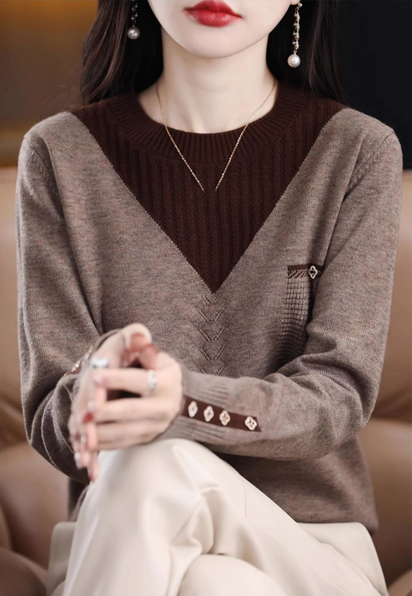 Knit Layered Loose Fall Pullover Tops