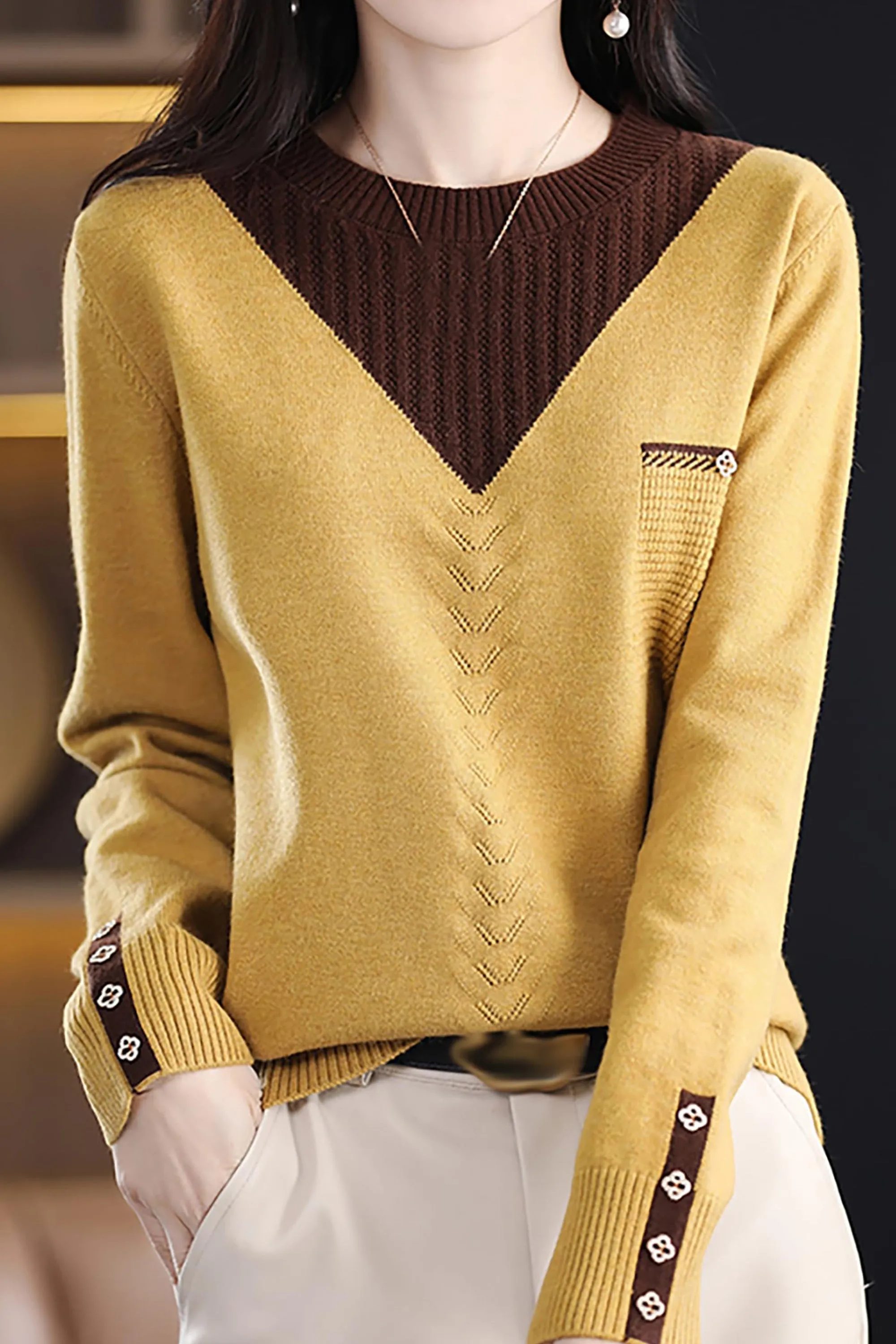 Knit Layered Loose Fall Pullover Tops