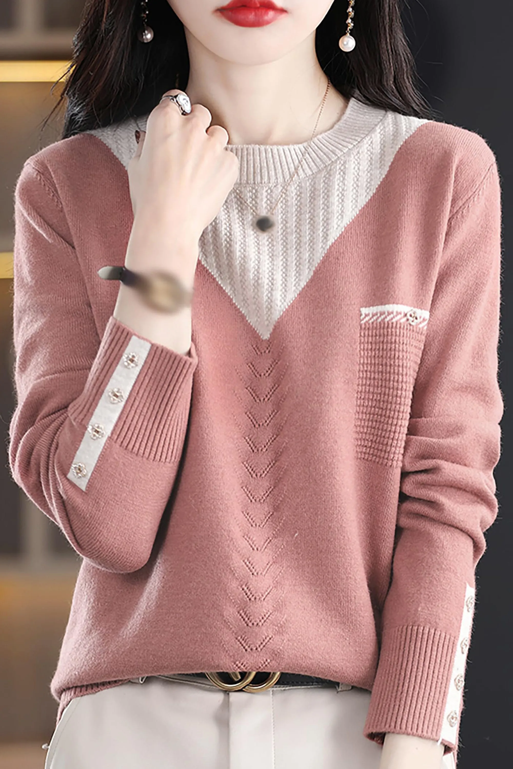 Knit Layered Loose Fall Pullover Tops