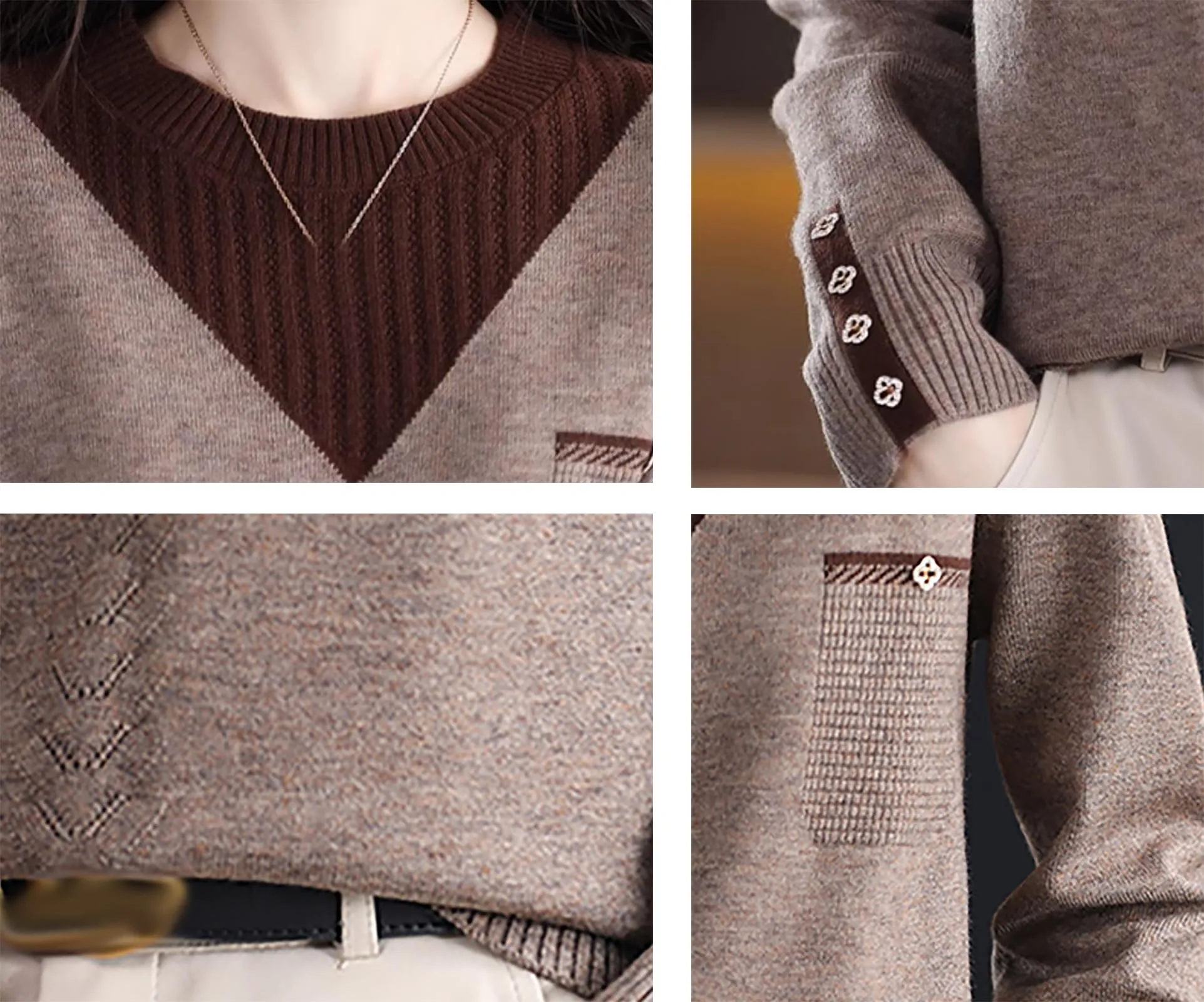 Knit Layered Loose Fall Pullover Tops