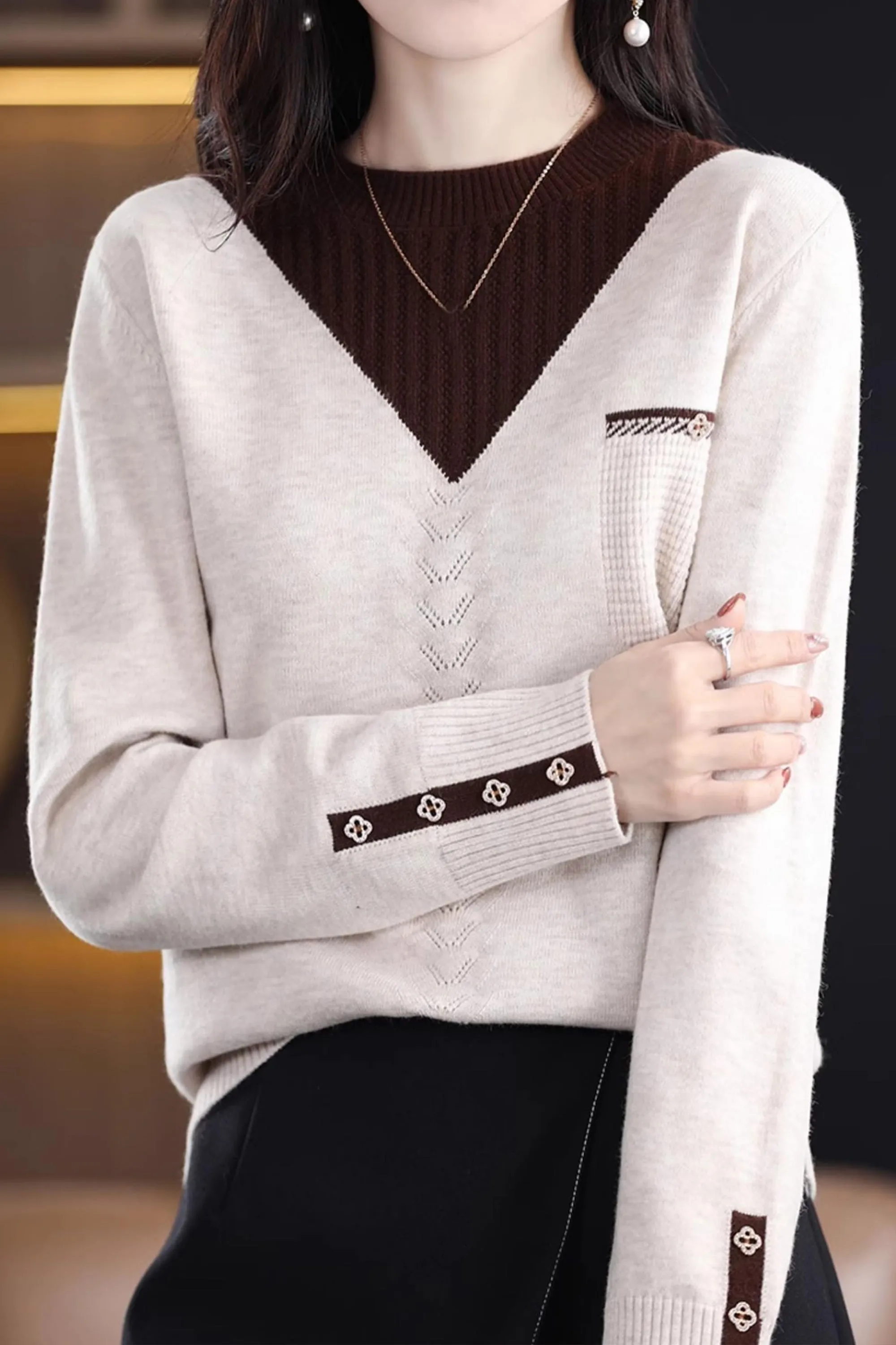 Knit Layered Loose Fall Pullover Tops