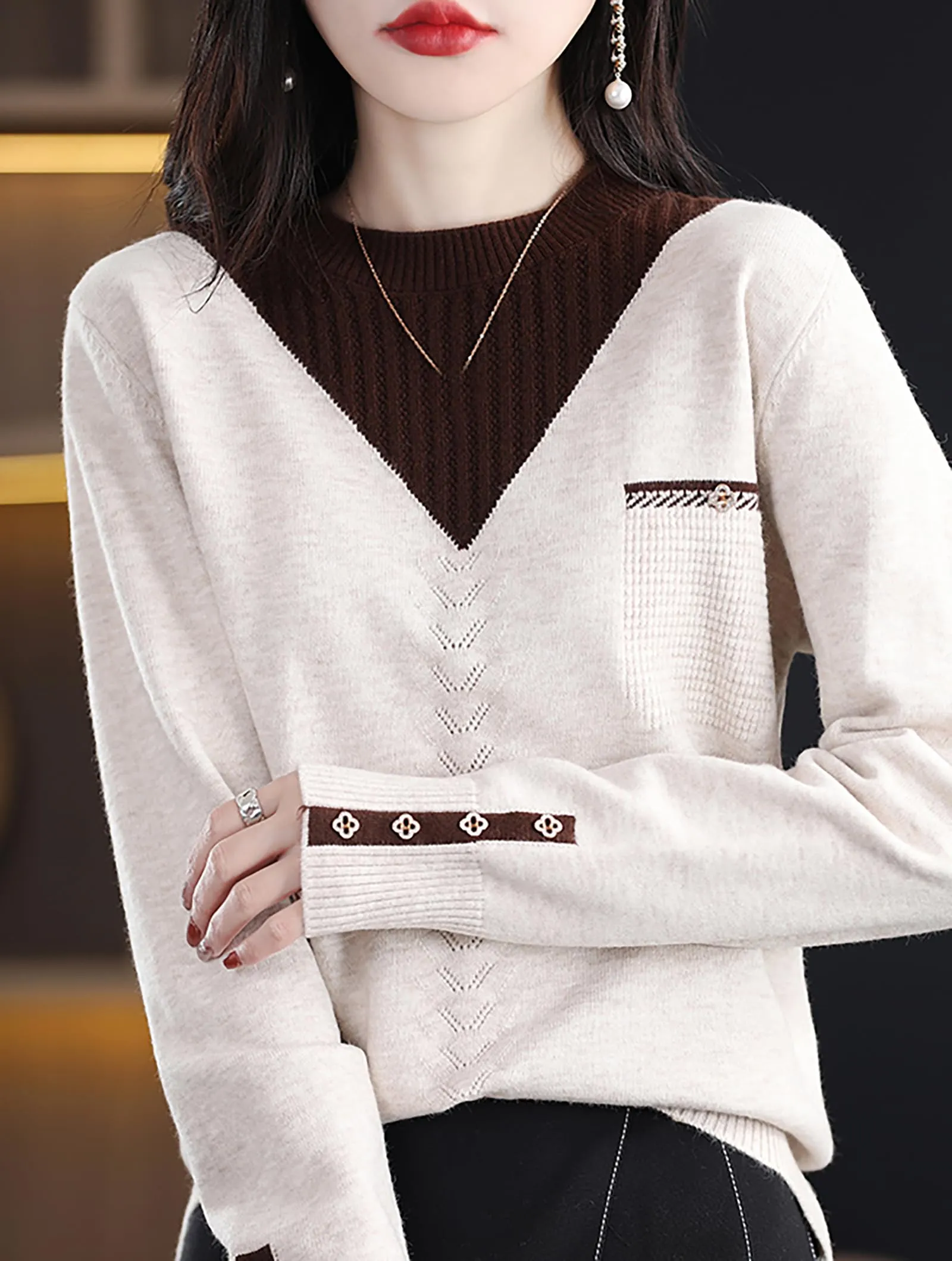 Knit Layered Loose Fall Pullover Tops