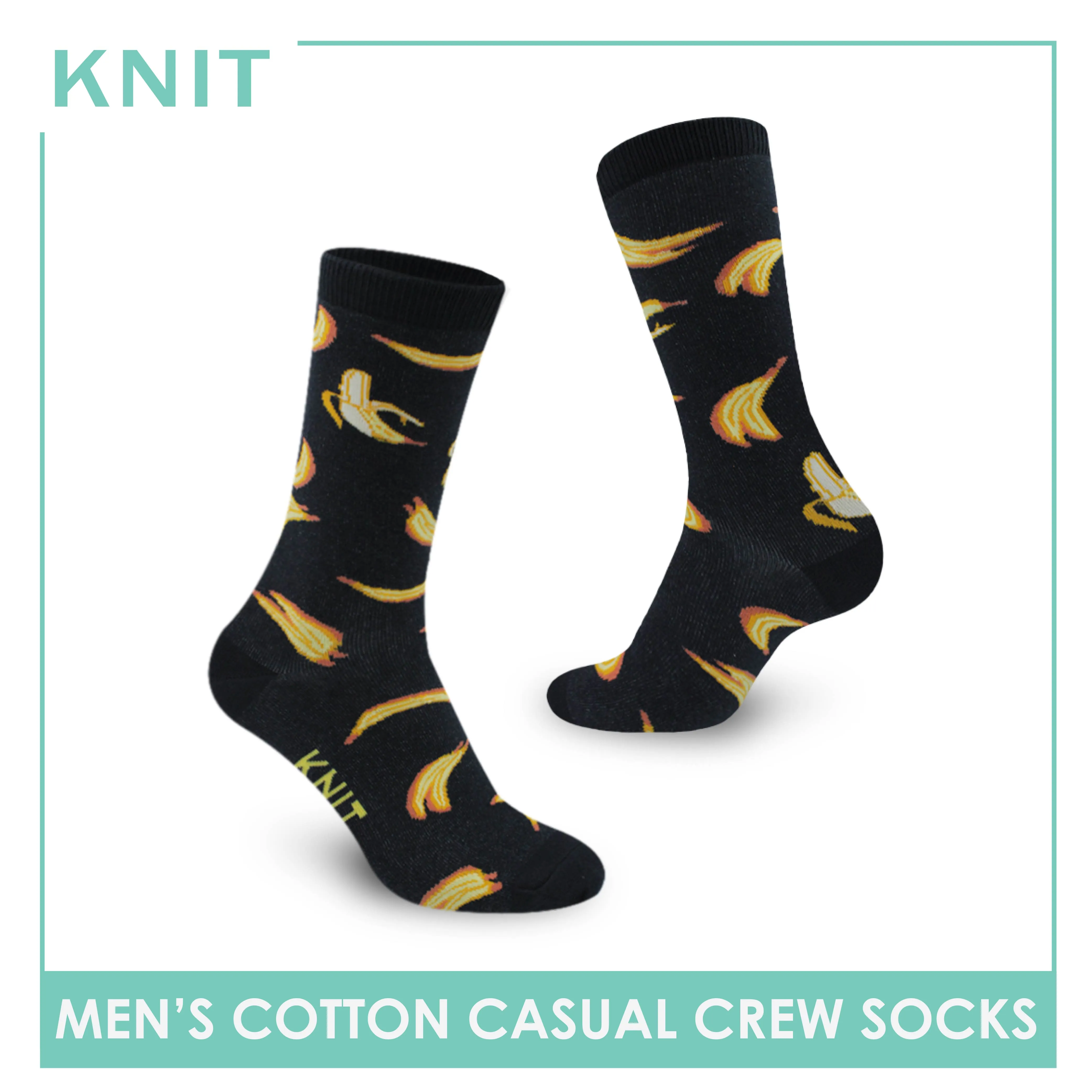 Knit Men's Banana Cotton Light Performance Crew Socks 1 pair KMC3406