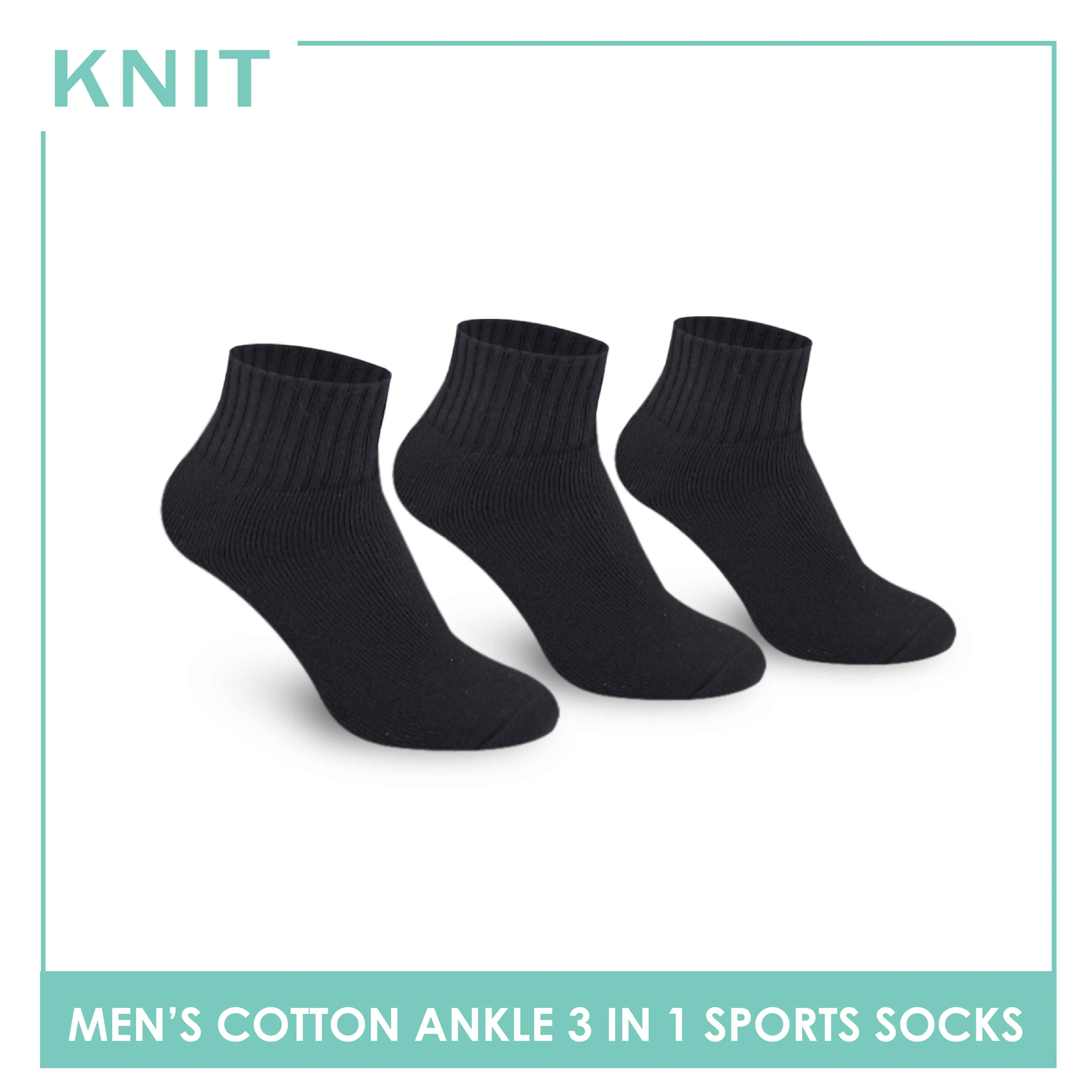 Knit Men's Cotton Ankle 3 pairs in a pack Thick Sports Socks KMSKG2