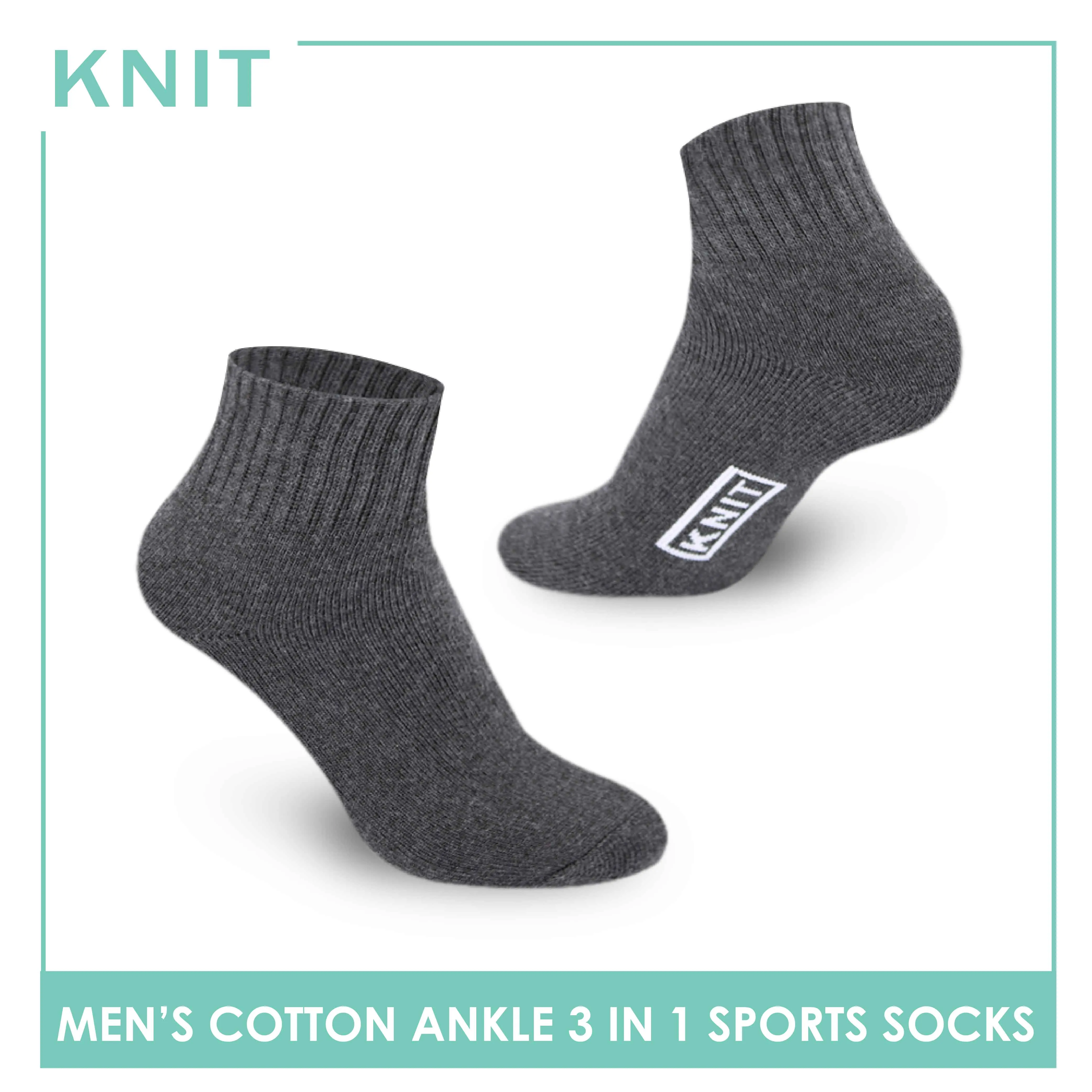 Knit Men's Cotton Ankle 3 pairs in a pack Thick Sports Socks KMSKG2