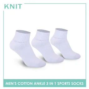 Knit Men's Cotton Ankle 3 pairs in a pack Thick Sports Socks KMSKG2