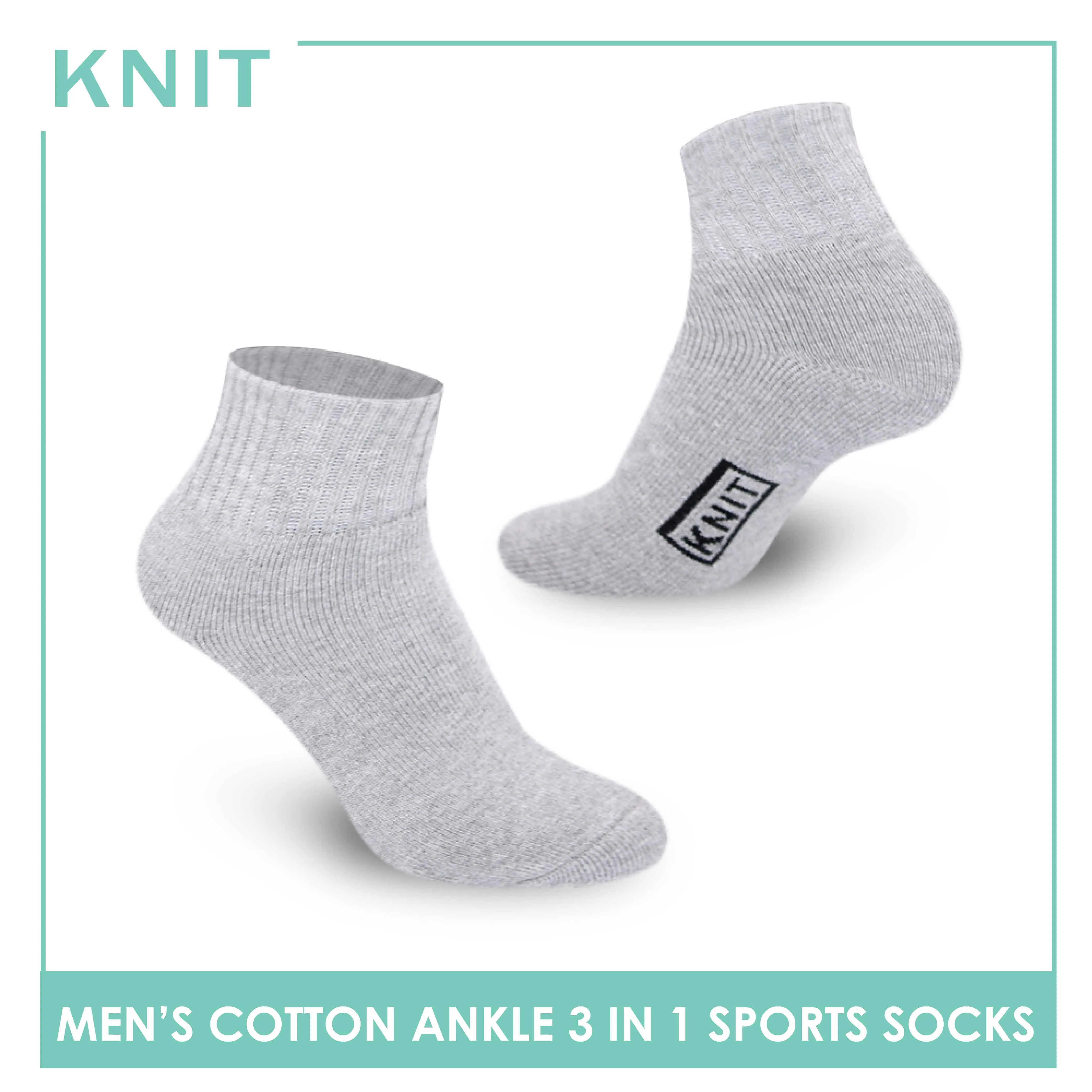 Knit Men's Cotton Ankle 3 pairs in a pack Thick Sports Socks KMSKG2