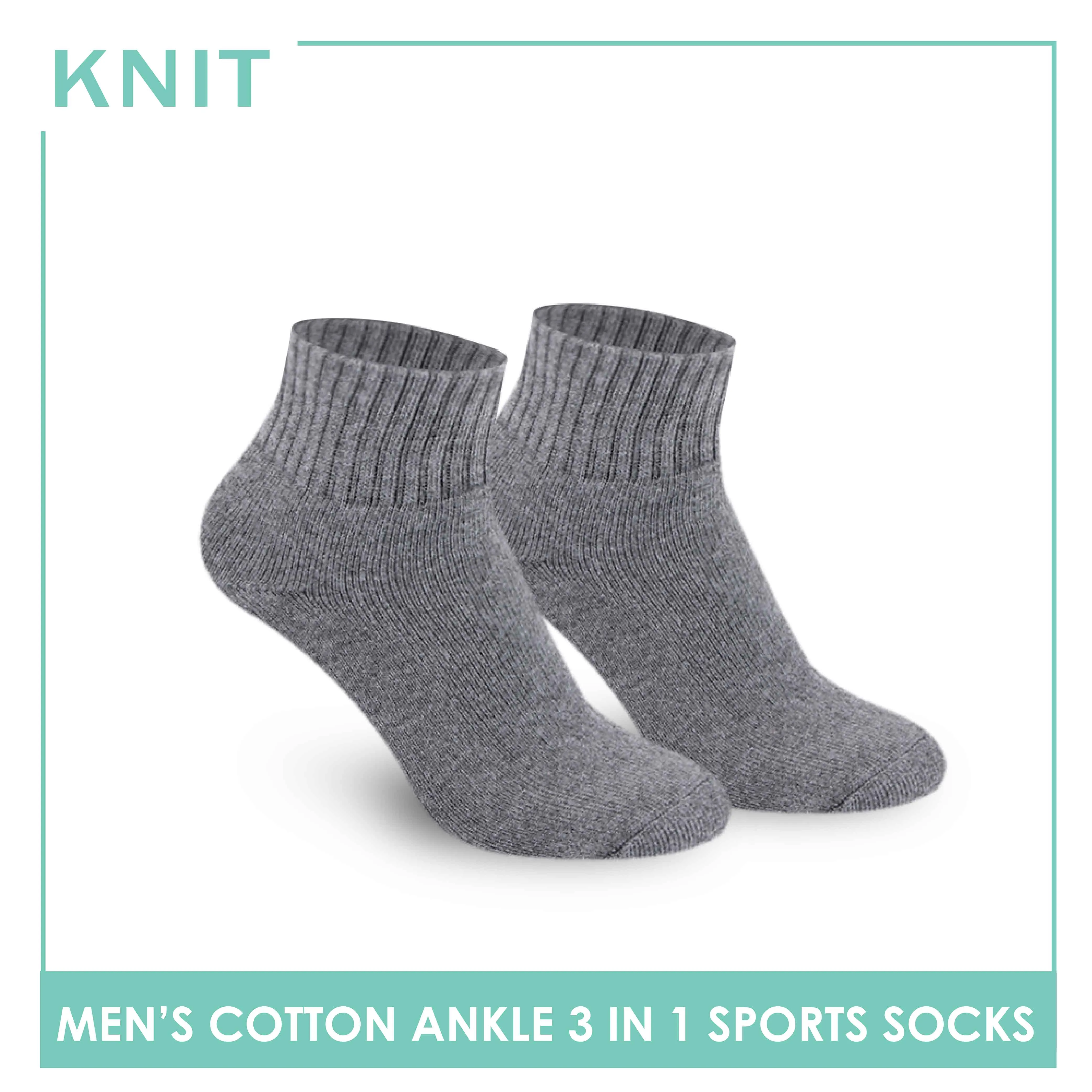 Knit Men's Cotton Ankle 3 pairs in a pack Thick Sports Socks KMSKG2