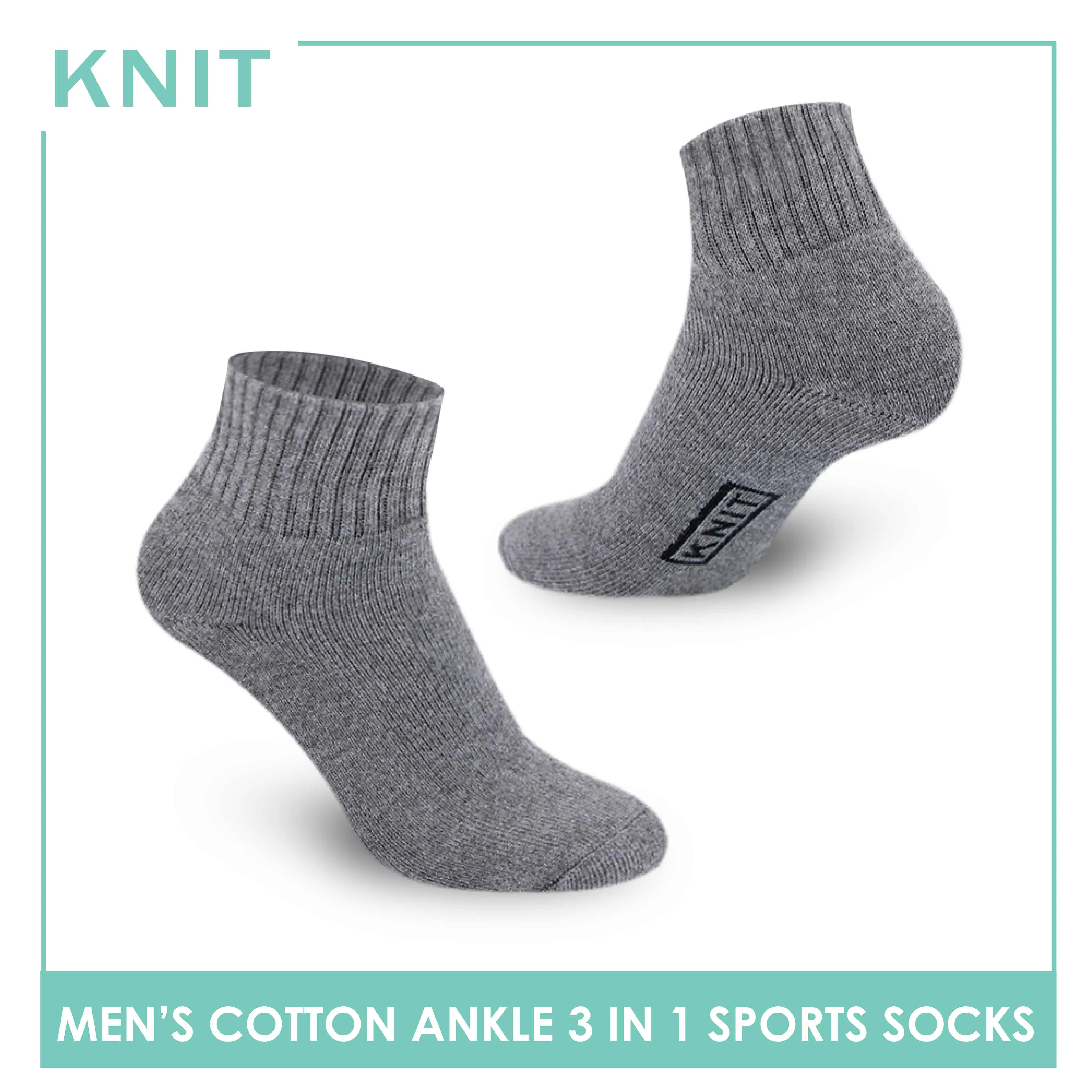 Knit Men's Cotton Ankle 3 pairs in a pack Thick Sports Socks KMSKG2