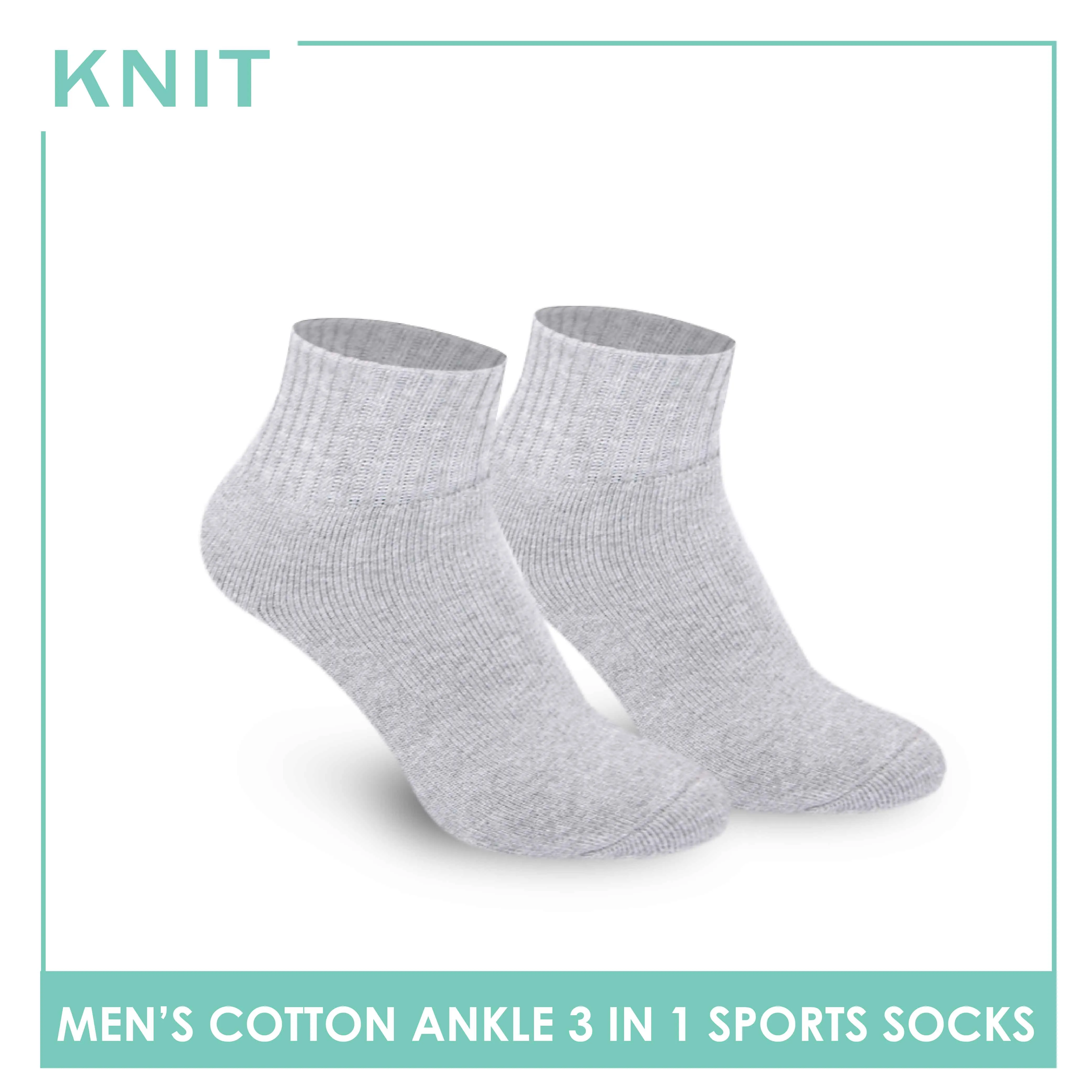 Knit Men's Cotton Ankle 3 pairs in a pack Thick Sports Socks KMSKG2