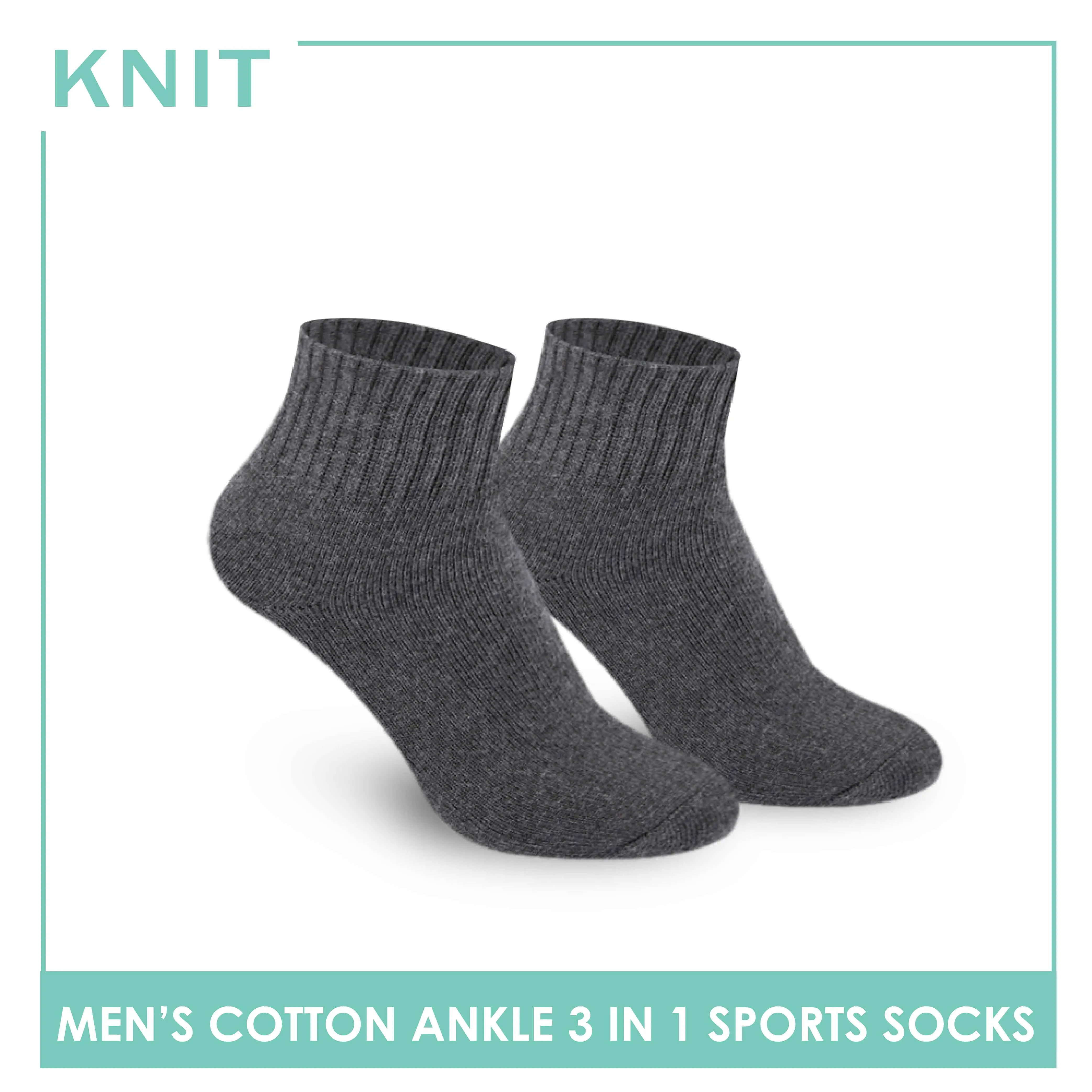 Knit Men's Cotton Ankle 3 pairs in a pack Thick Sports Socks KMSKG2