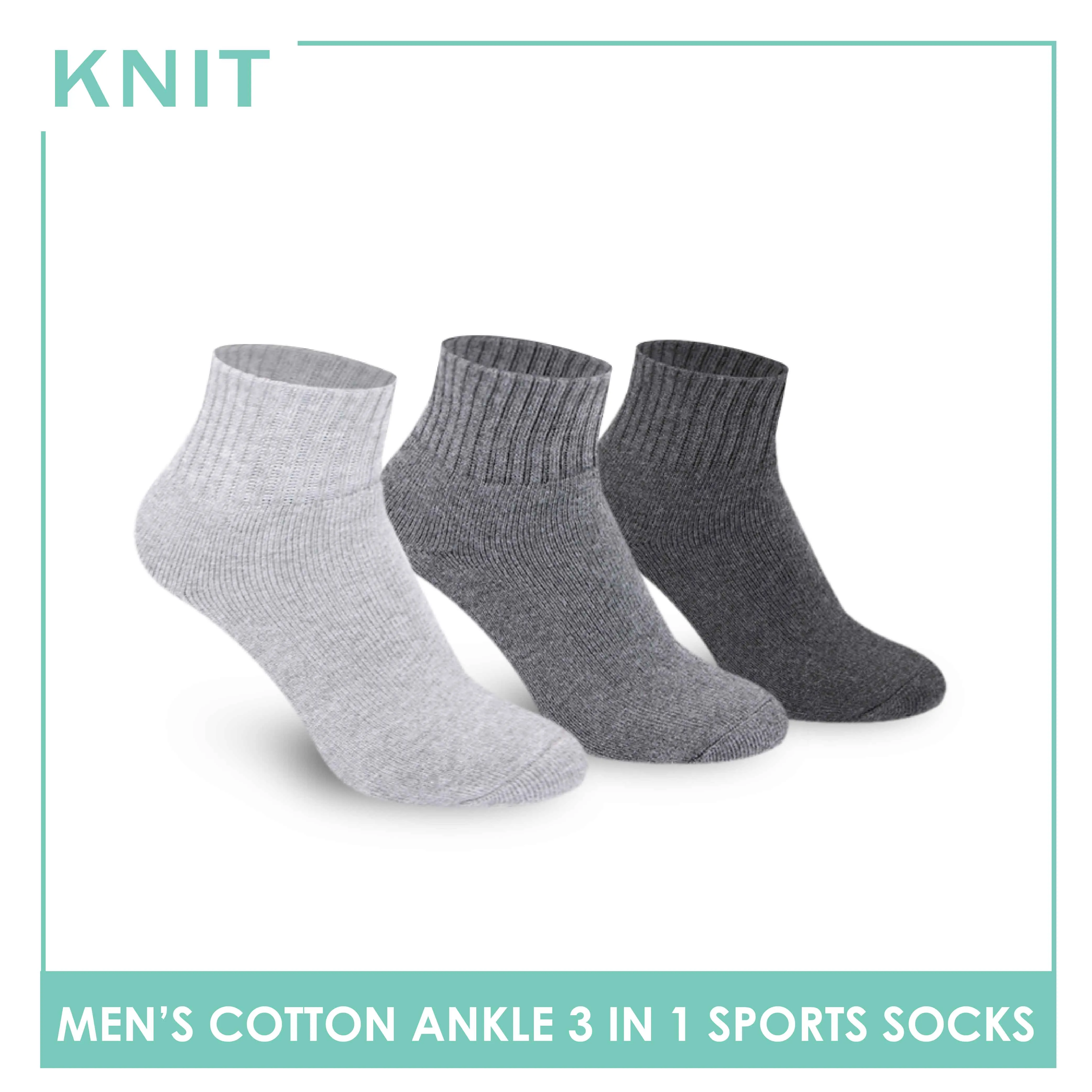 Knit Men's Cotton Ankle 3 pairs in a pack Thick Sports Socks KMSKG2