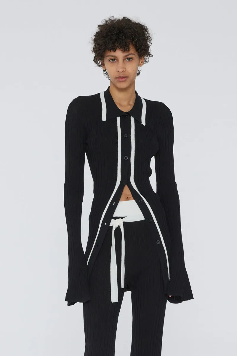 Knit Slim Cardigan - Black Comb.